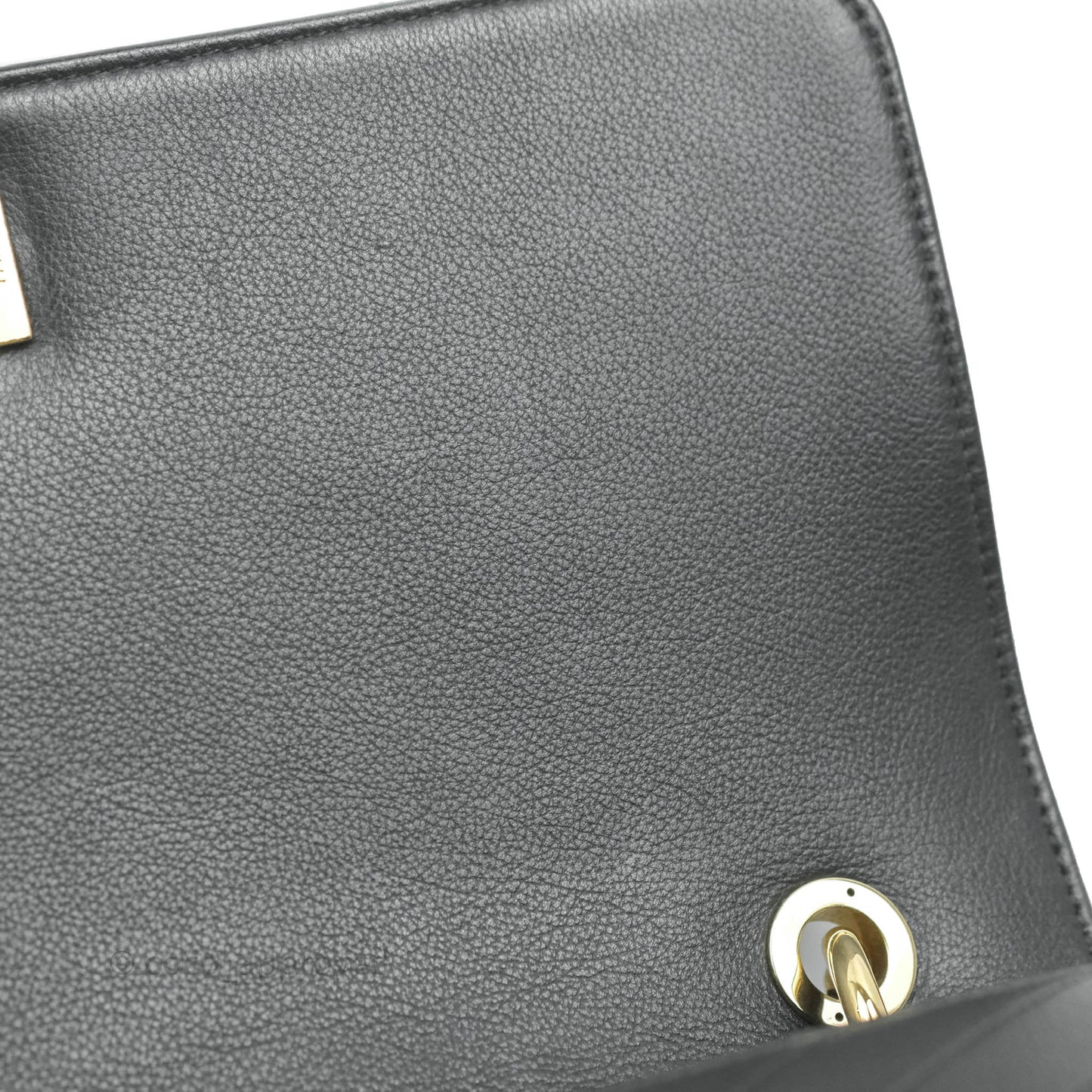 Chanel Chevron Top Handle Black Calfskin Gold Hardware