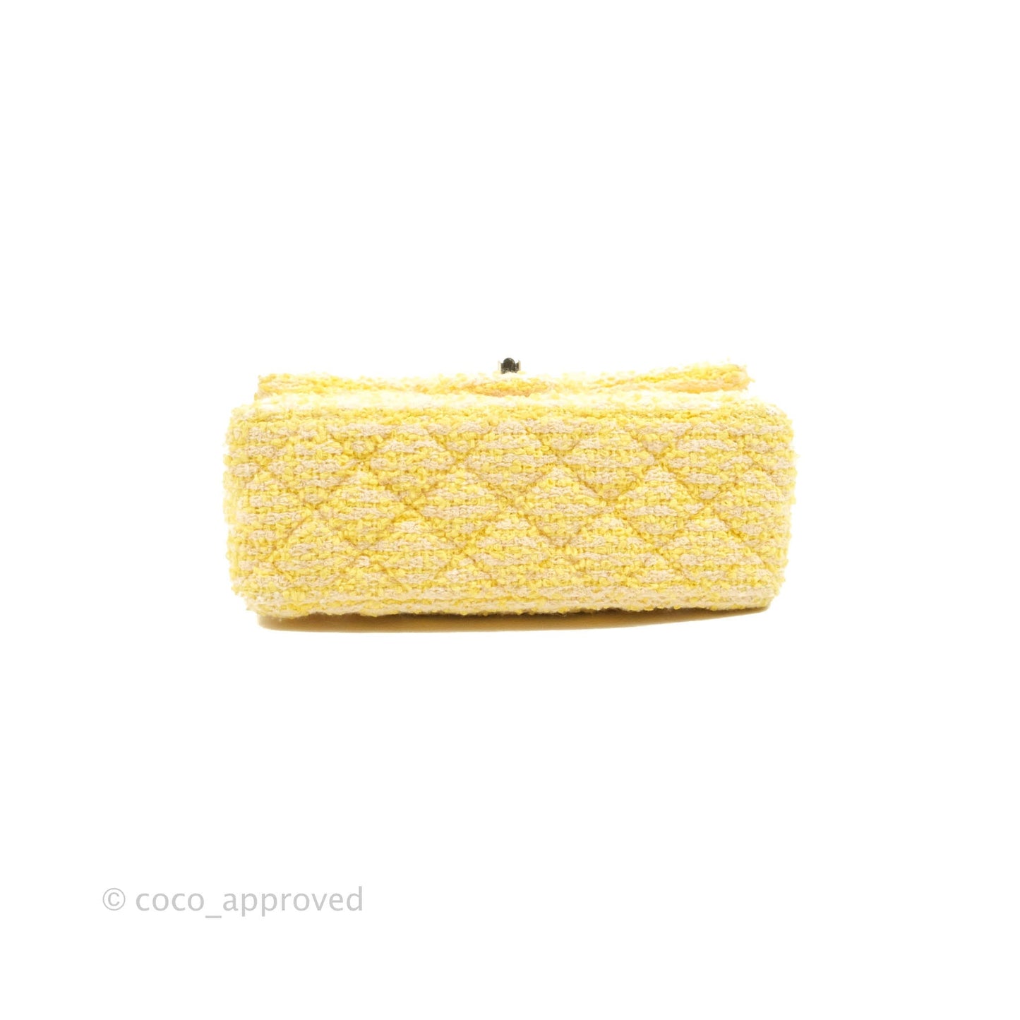 Chanel Classic Mini Rectangular Flap Yellow Tweed Gold Hardware