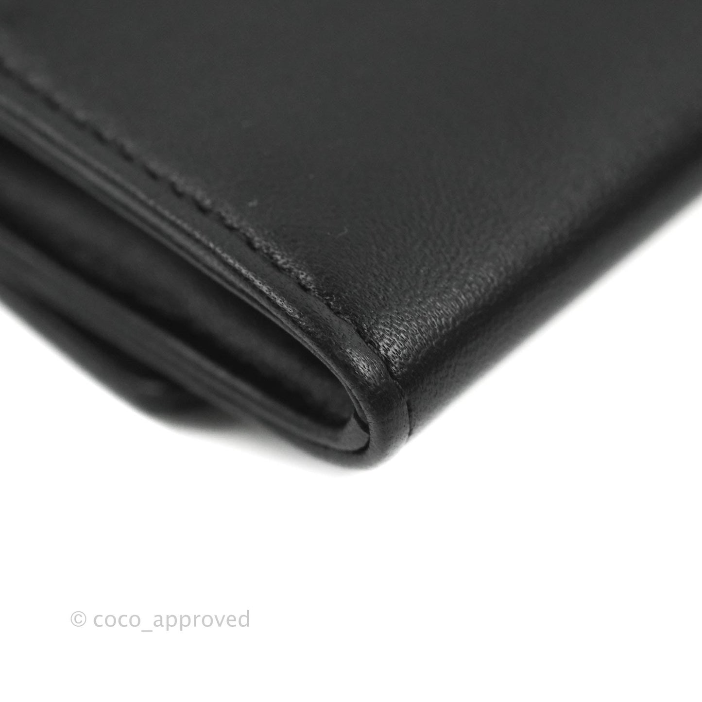 Chanel Quilted Flap Card Holder Black Patent Lambskin Gold Hardware