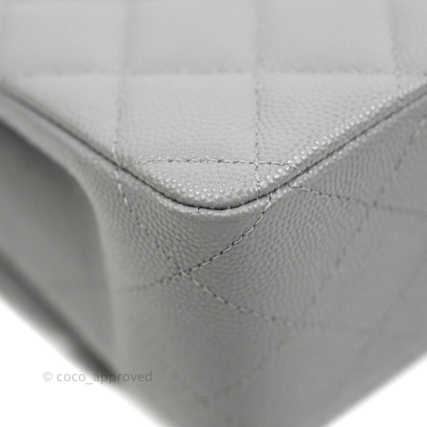 Chanel Classic M/L Medium Flap Quilted Grey Caviar Gold Hardware 20C