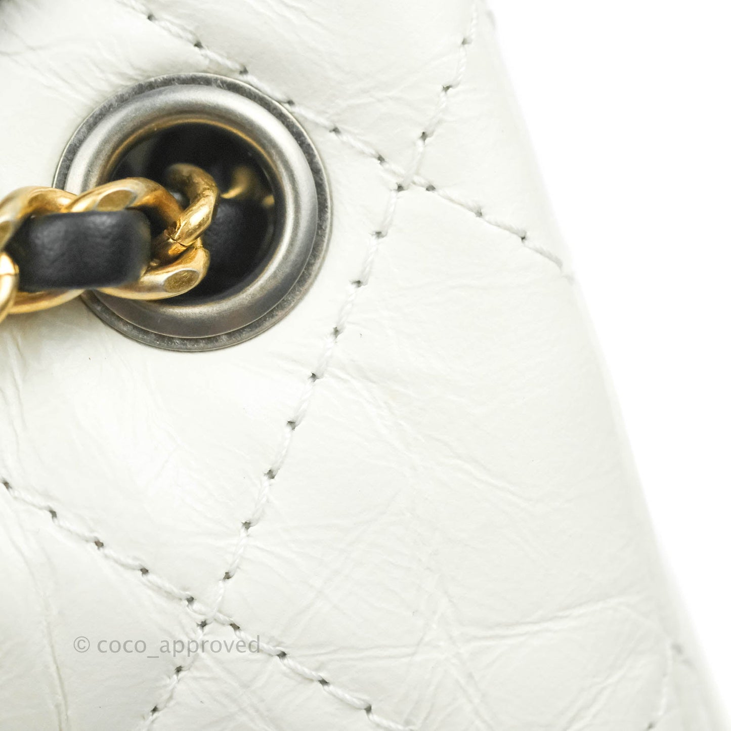 Chanel Small Gabrielle Backpack White Black Aged Calfskin