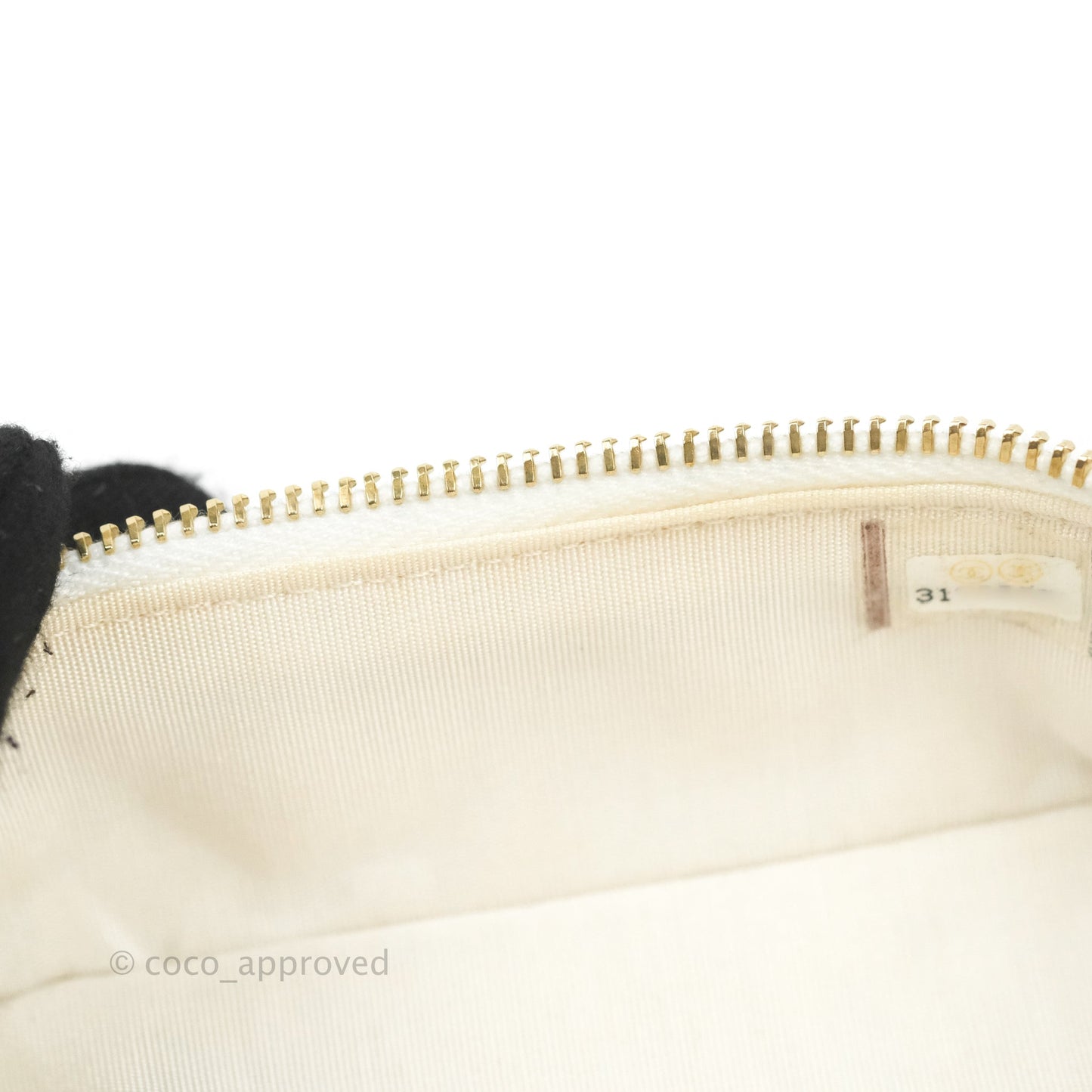 Chanel Mini Clutch With Chain White Caviar Aged Gold Hardware