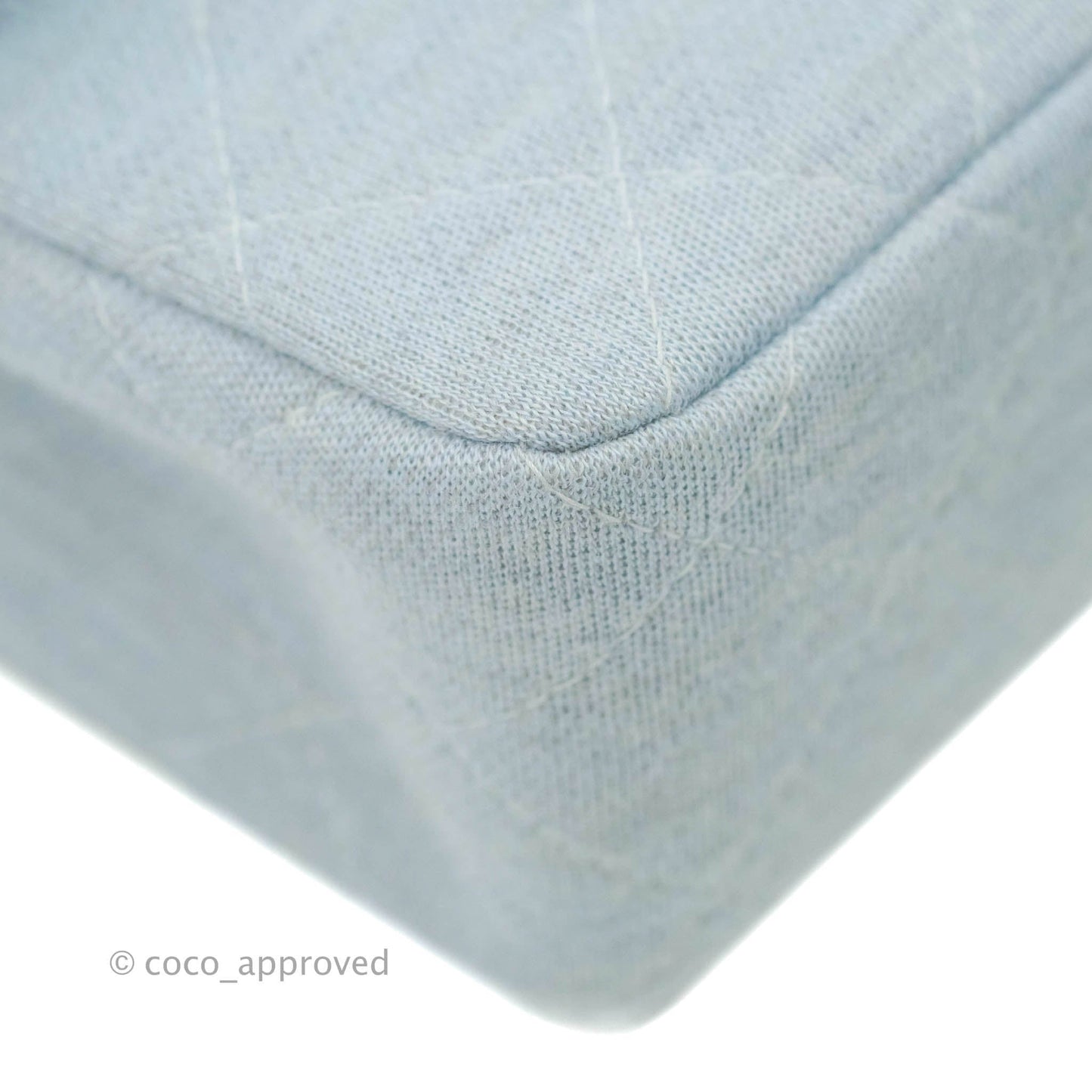 Chanel Jersey Quilted Medium Flap Light Blue Silver Hardware