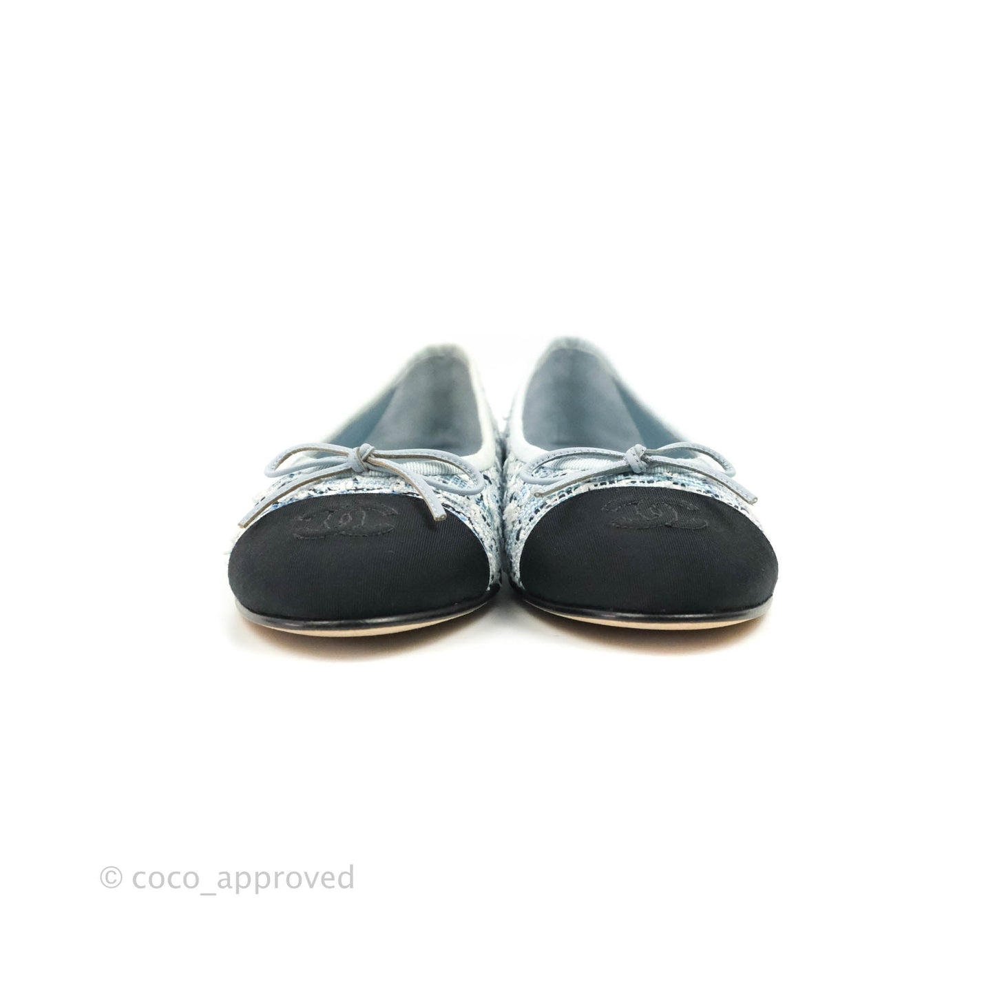 Chanel Blue Tweed Ballerina Flats Size 38.5