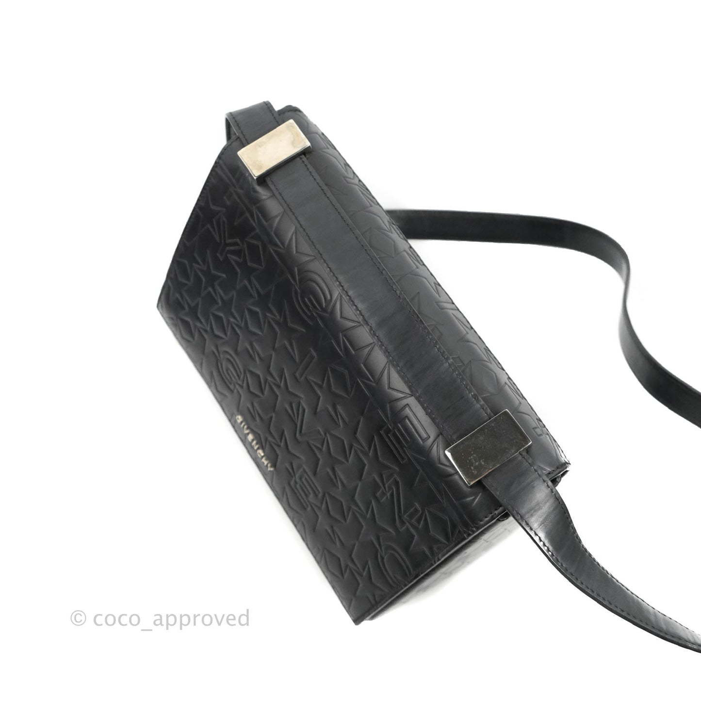 Givenchy Calfskin Star Embossed Medium Pandora Box Crossbody Bag Black
