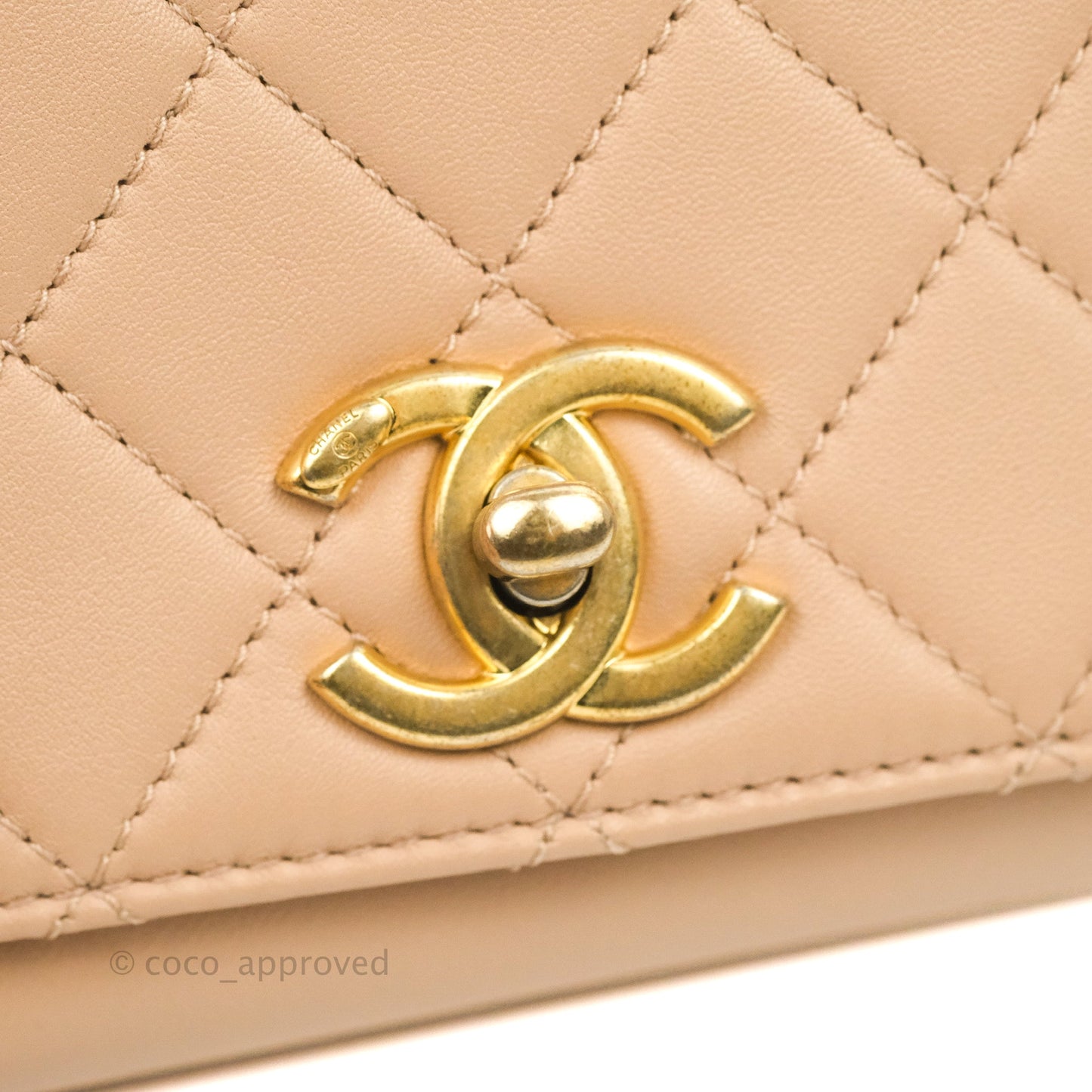 Chanel Pearl Chain Bag Pink Calfskin Aged Gold Hardware