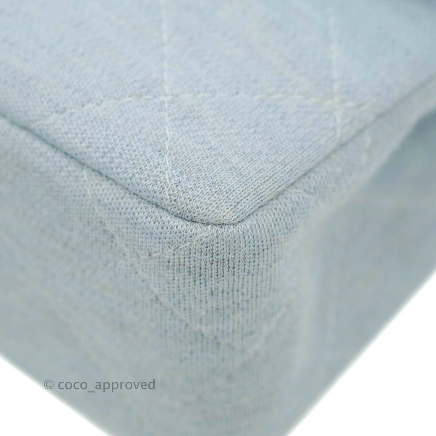 Chanel Jersey Quilted Medium Flap Light Blue Silver Hardware