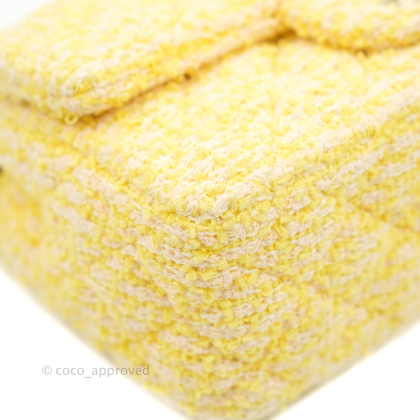 Chanel Classic Mini Rectangular Flap Yellow Tweed Gold Hardware