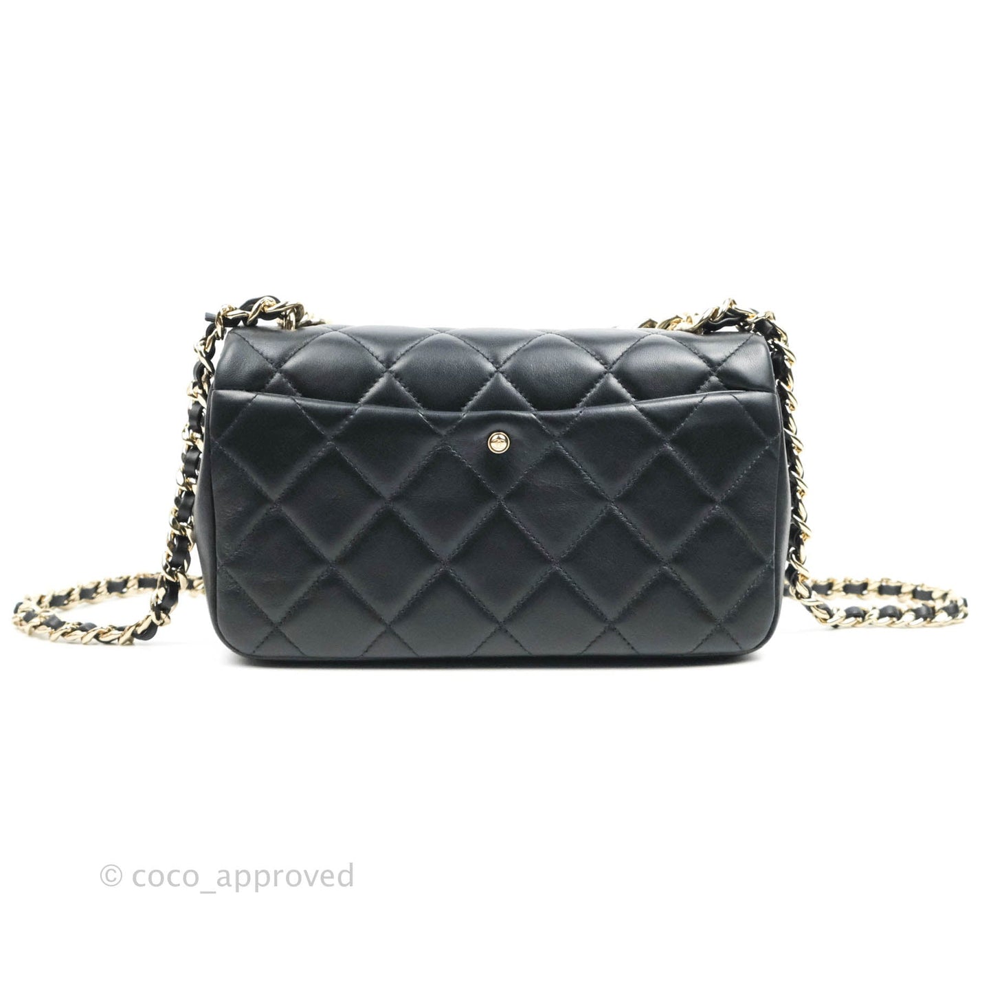 Chanel Quilted Large Resin Bi-Color Chain Flap Bag Black Lambskin Gold Hardware