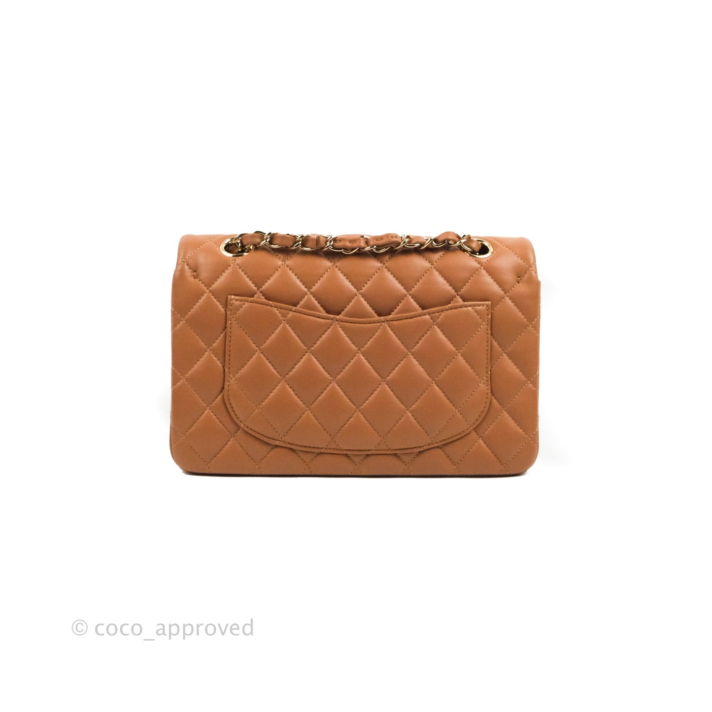 Chanel Small Classic Quilted Flap Dark Beige Caramel Lambskin Gold Hardware 21P