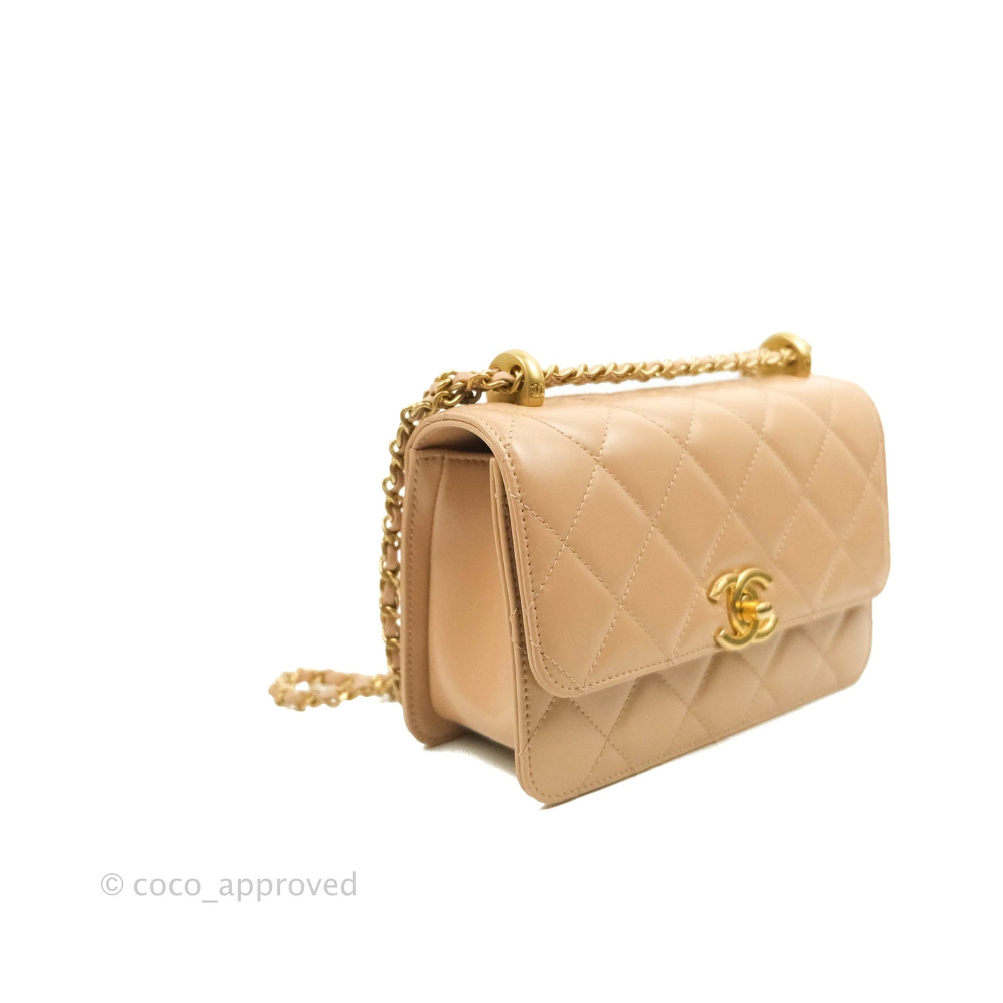 Chanel Quilted Mini Perfect Fit Adjustable Beige Calfskin Gold Hardware 21A