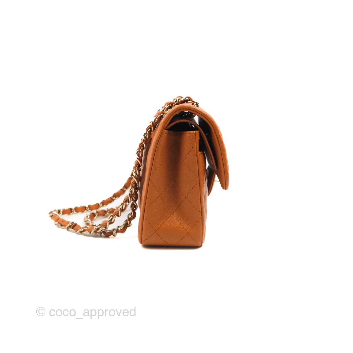 Chanel Classic S/M Small Double Flap Caramel Caviar Gold Hardware 21A