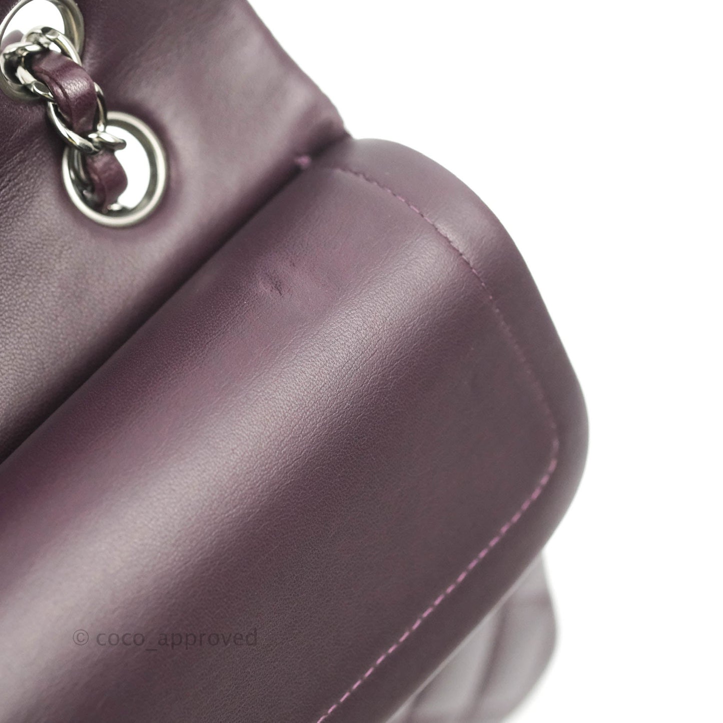 Chanel Classic M/L Medium Flap Quilted Purple Burgundy Lambskin Silver Hardware