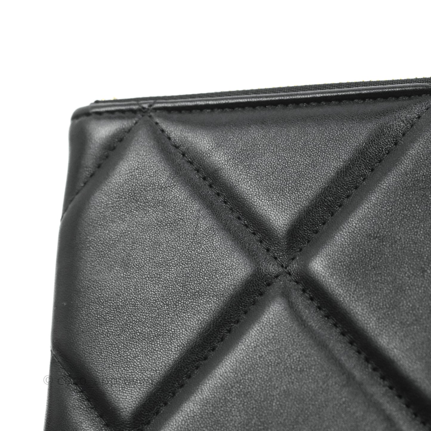 Chanel 19 Small Pouch Black Lambskin Gold Hardware
