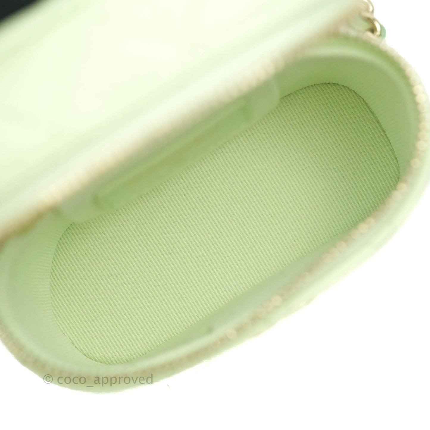 Chanel Quilted Small Handle With Care Vanity Case With Chain Green Caviar Gold Hardware