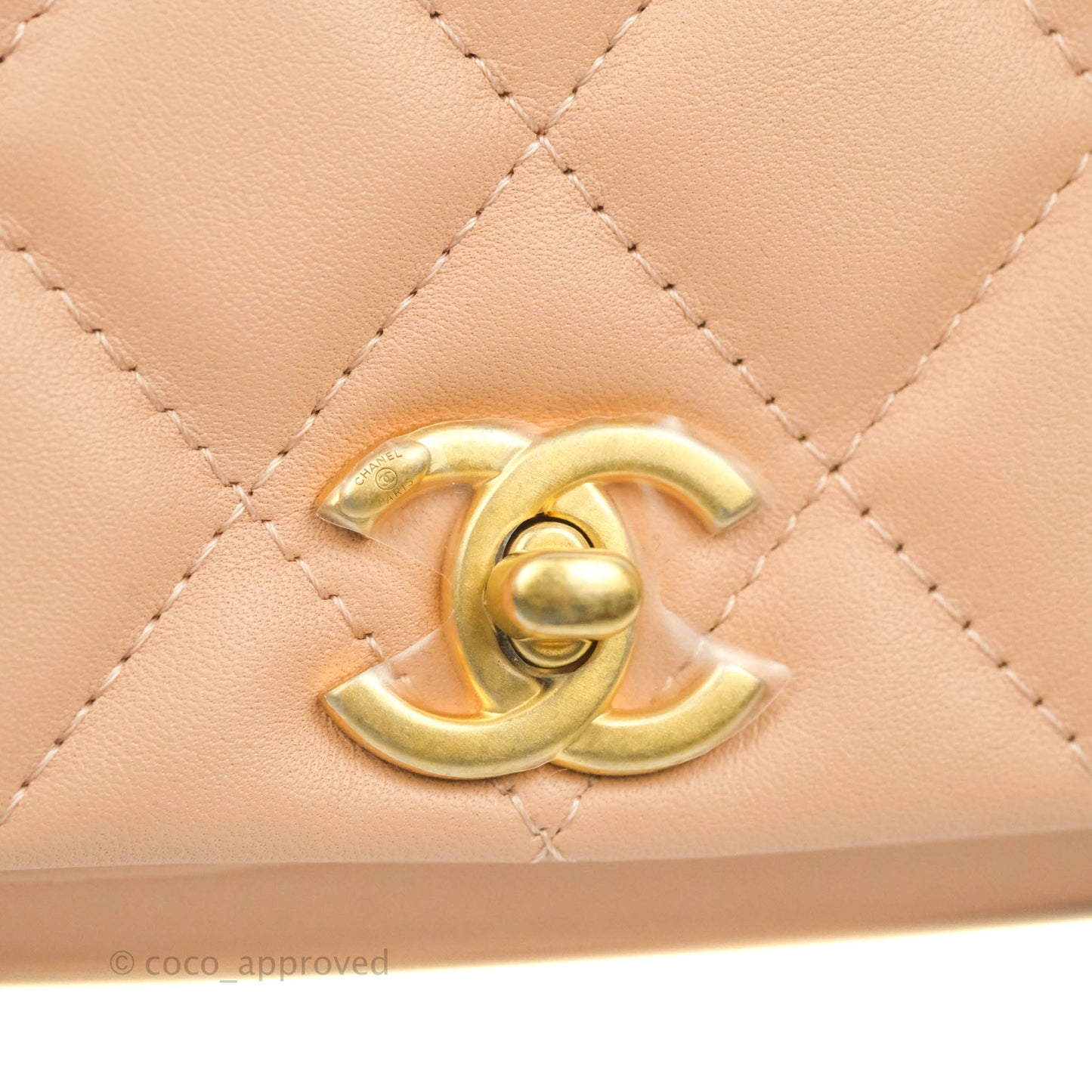Chanel Clutch with Chain Beige Pink Calfskin Aged Gold Hardware