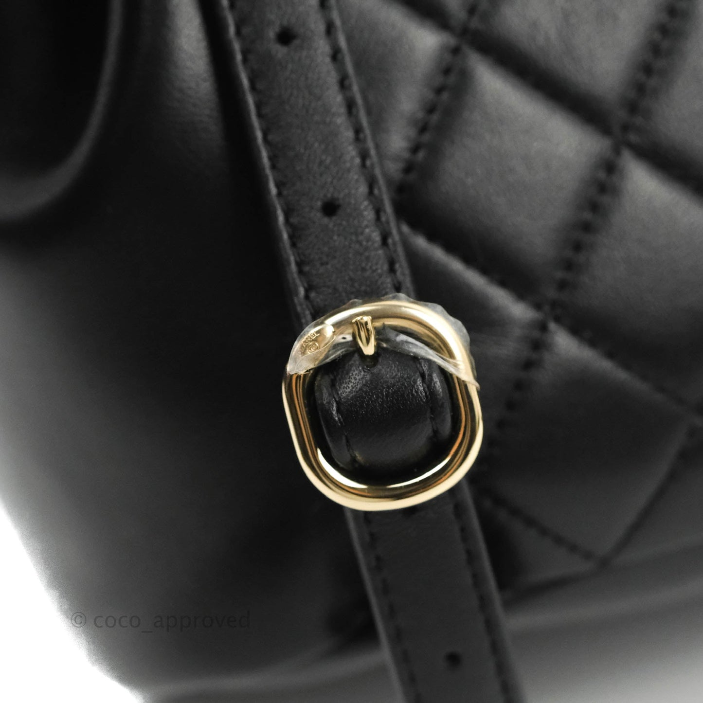Chanel Quilted Small Duma Drawstring Backpack Black Lambskin 22A