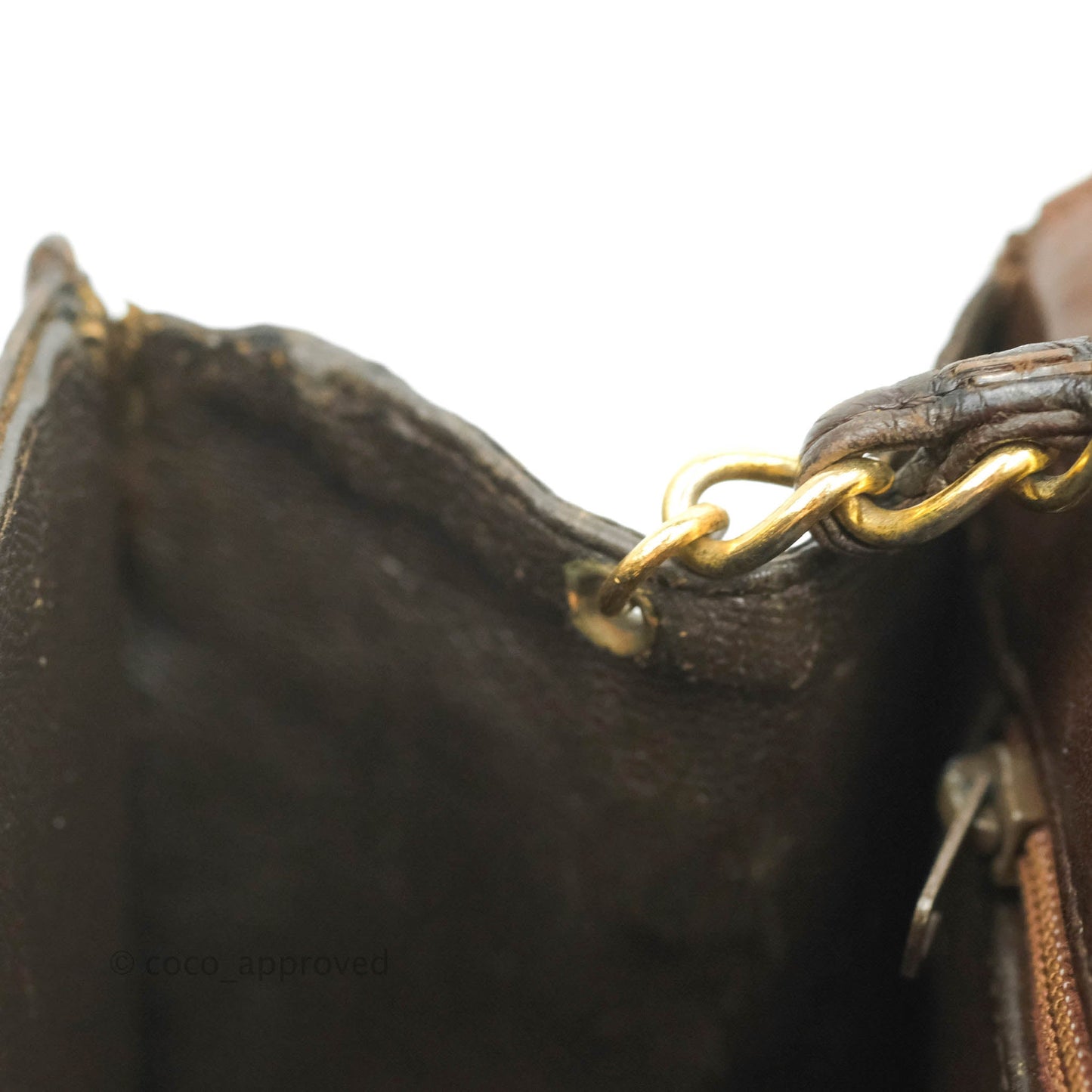 Chanel Vintage Brown Crocodile Leather Shoulder Bag Gold Hardware
