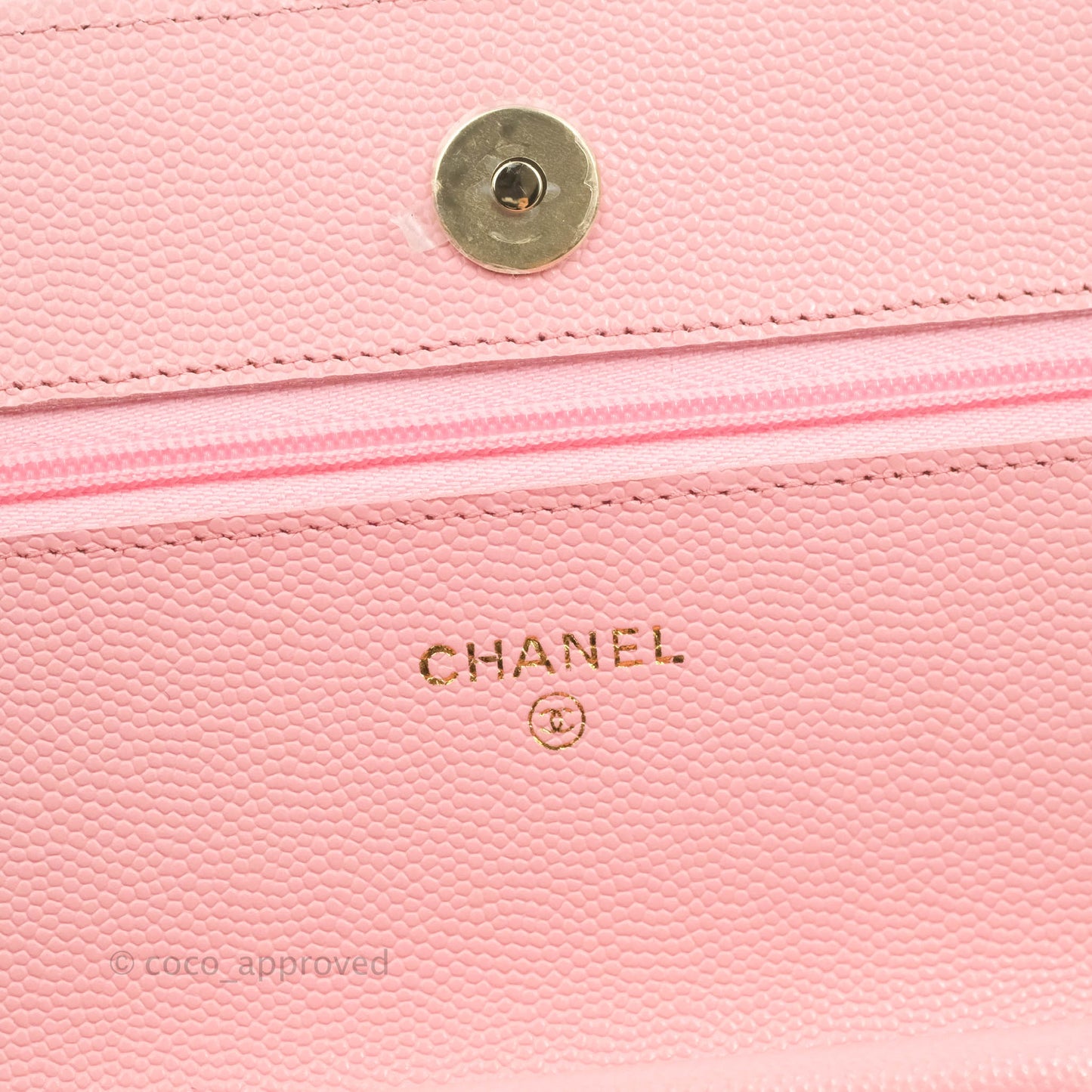 Chanel Quilted Wallet on Chain WOC Pink Caviar Gold Hardware 22S