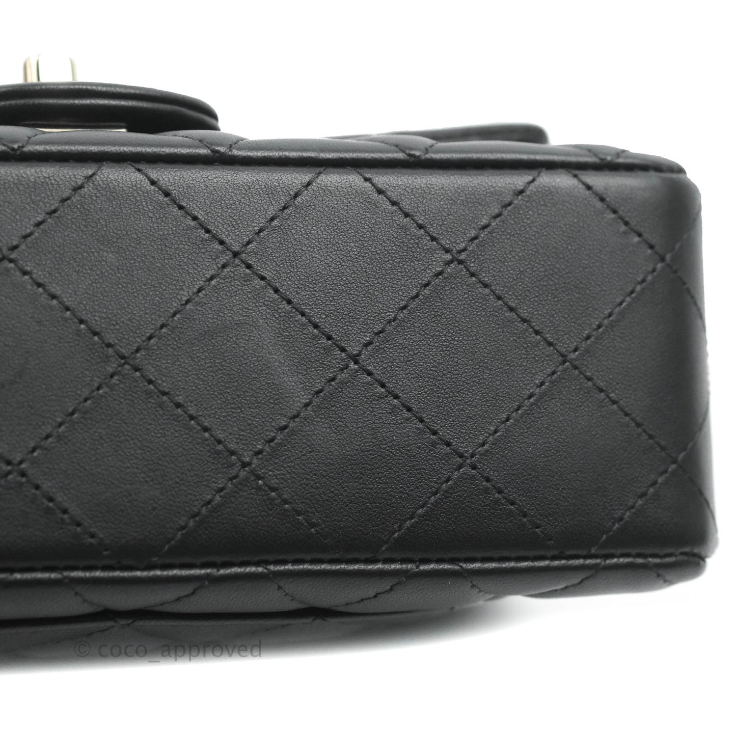 Chanel Quilted Mini Rectangular Lambskin Black Flap With Charms Gold Hardware 21C