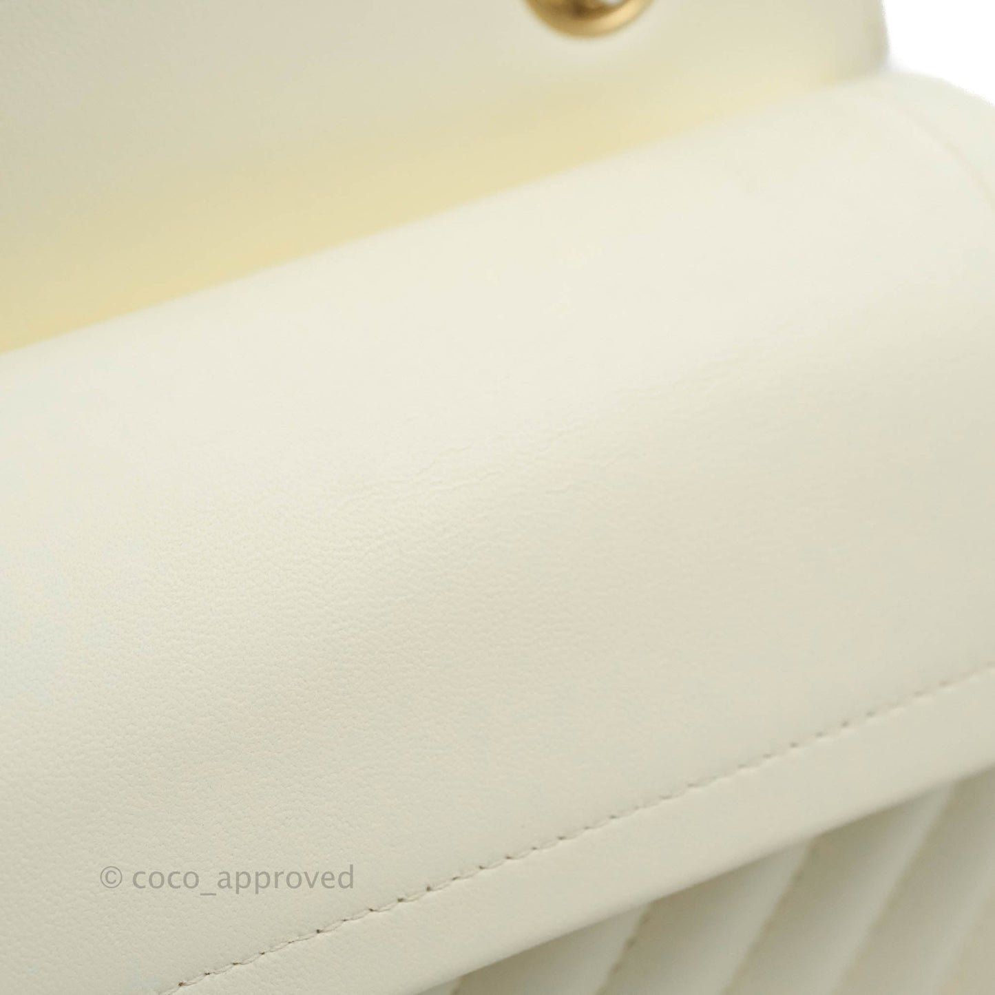 Chanel Classic Chevron S/M Small Double Flap Ivory White Lambskin Gold Hardware