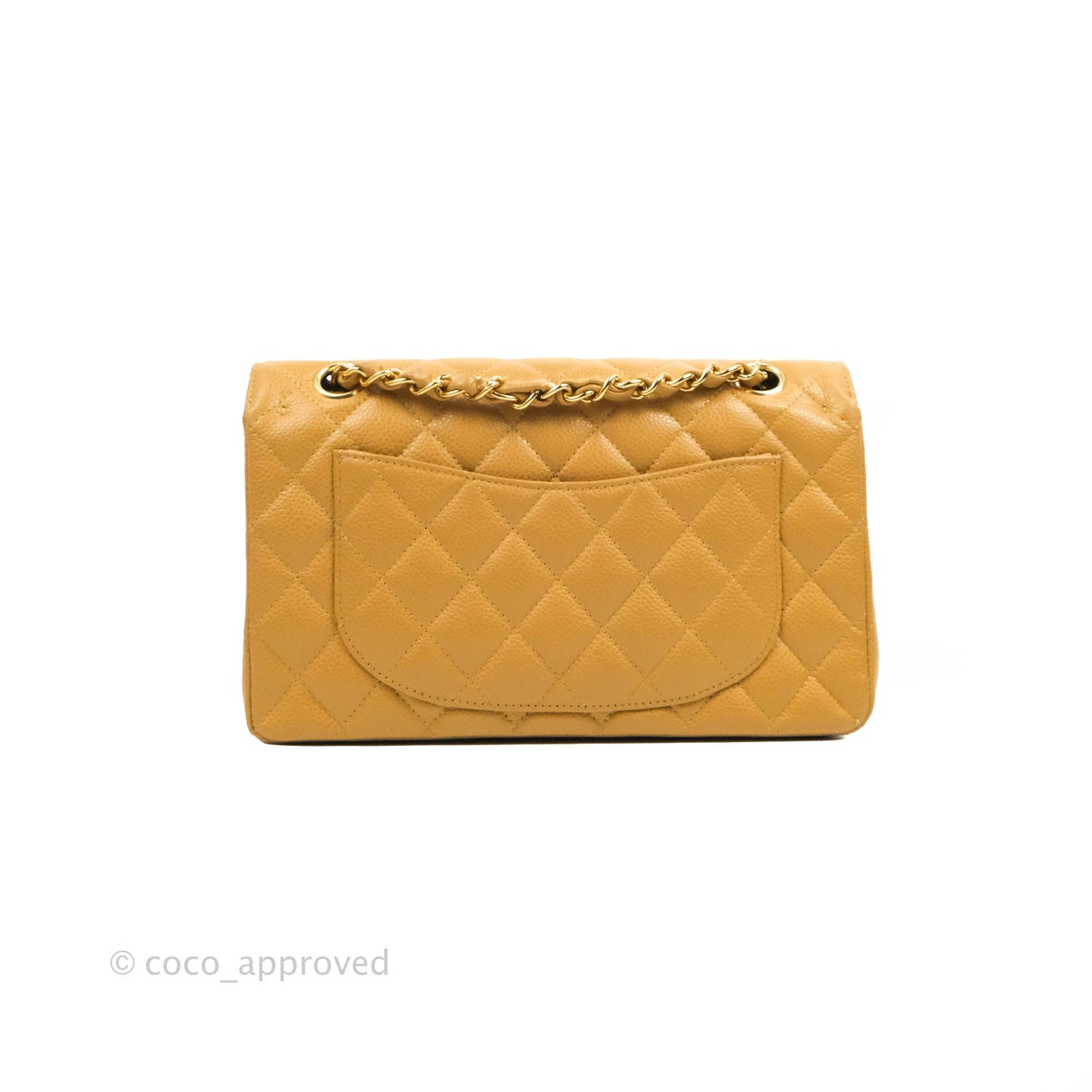 Chanel S/M Small Classic Quilted Flap Dark Beige Caviar 24K Gold Hardware