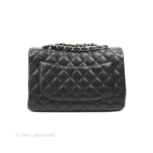 Chanel Jumbo Single Flap Black Caviar Silver Hardware