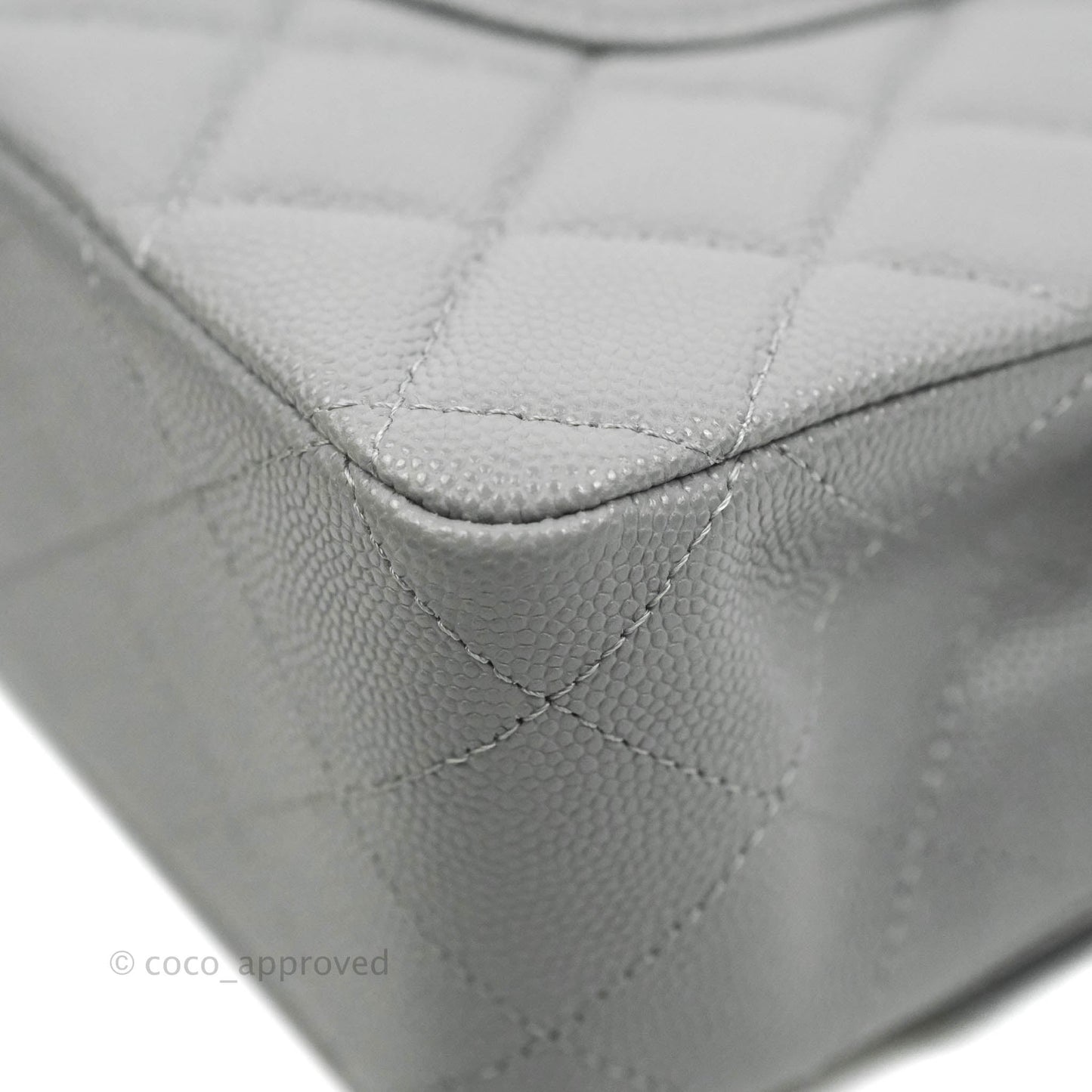 Chanel Classic M/L Medium Flap Quilted Grey Caviar Gold Hardware 20C