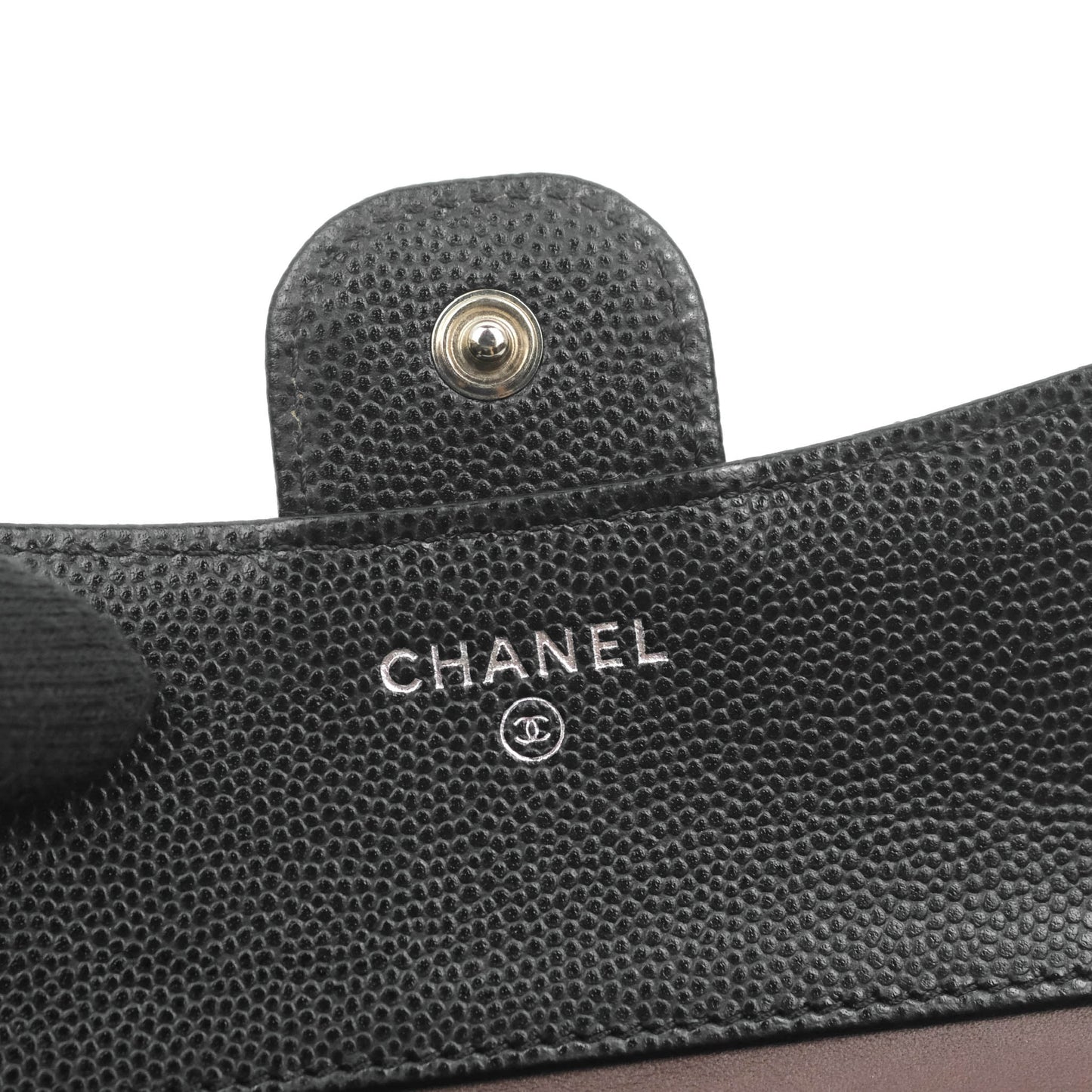 Chanel Classic Flap Chevron Wallet Black Caviar Silver Hardware