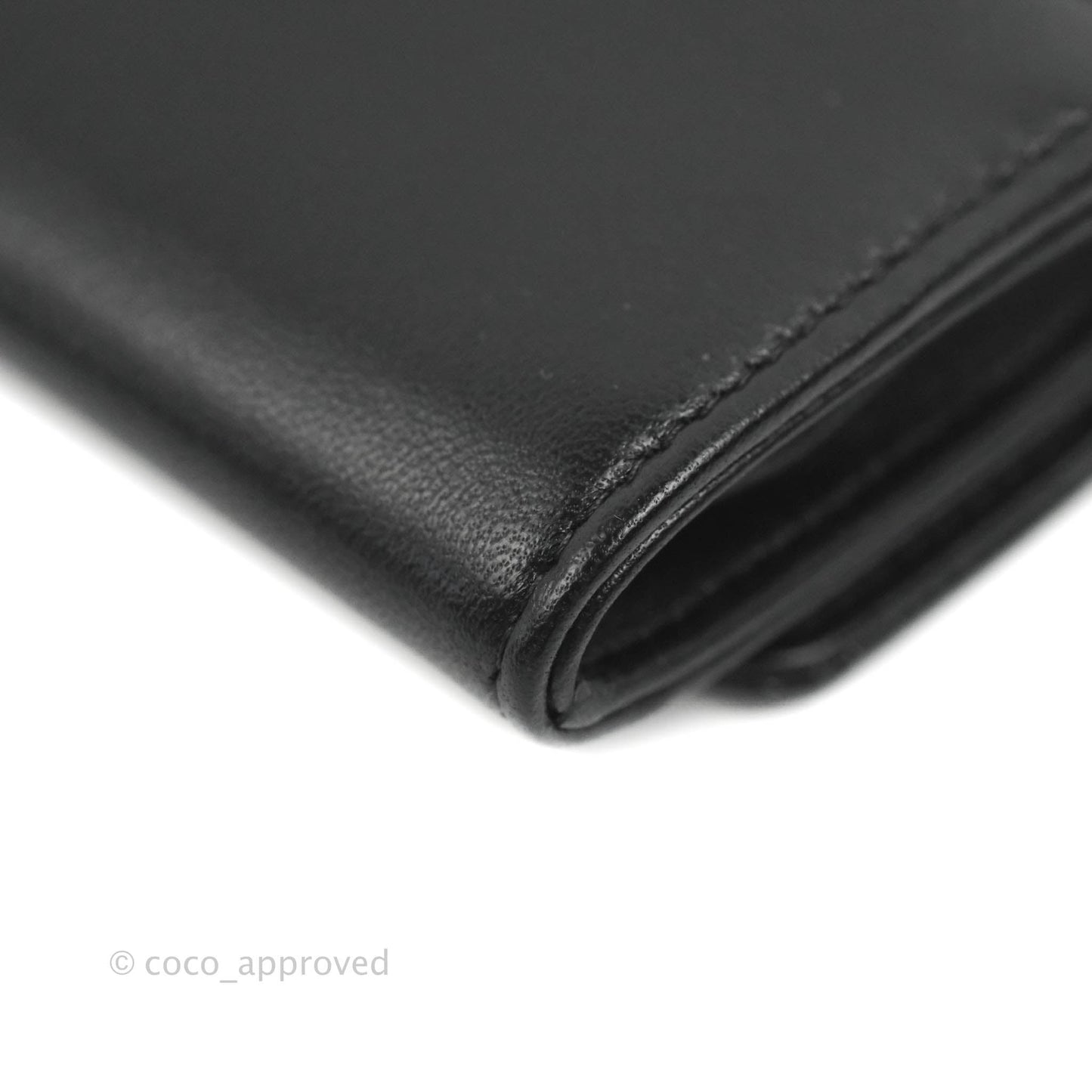 Chanel Quilted Flap Card Holder Black Patent Lambskin Gold Hardware