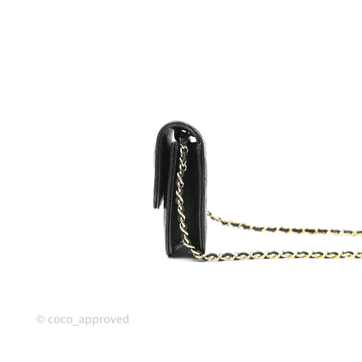 Chanel Miss Coco Clutch With Chain Quilted Black Caviar Gold Hardware