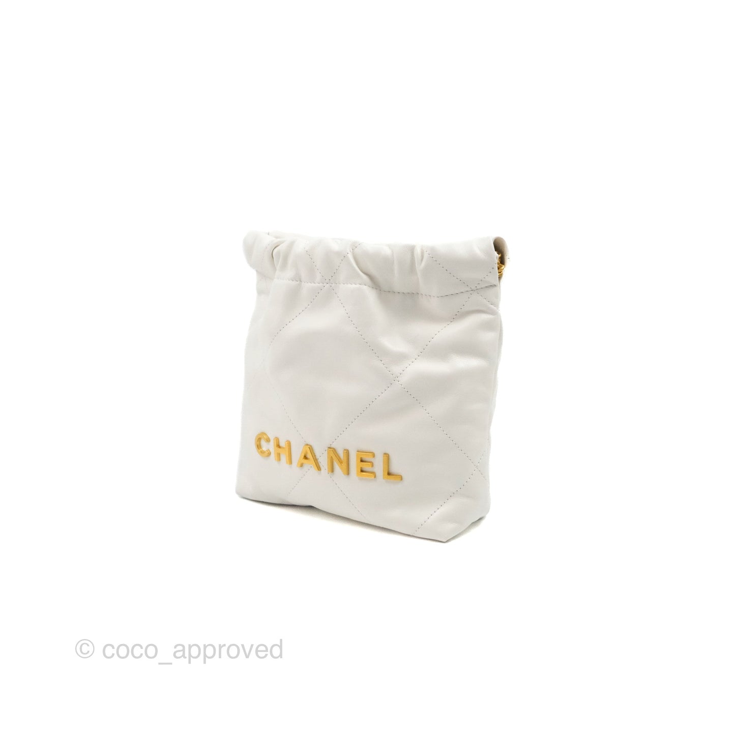 Chanel 22 Mini Bag White Crumpled Calfskin