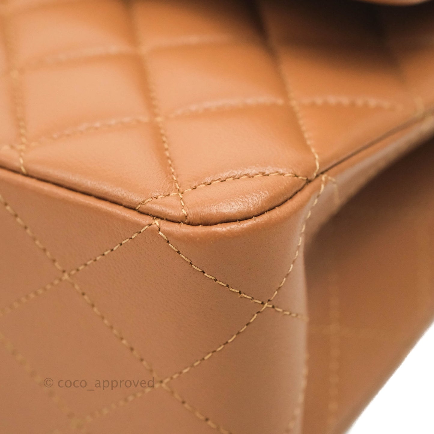 Chanel Classic M/L Medium Flap Quilted Dark Beige Caramel Lambskin Gold Hardware