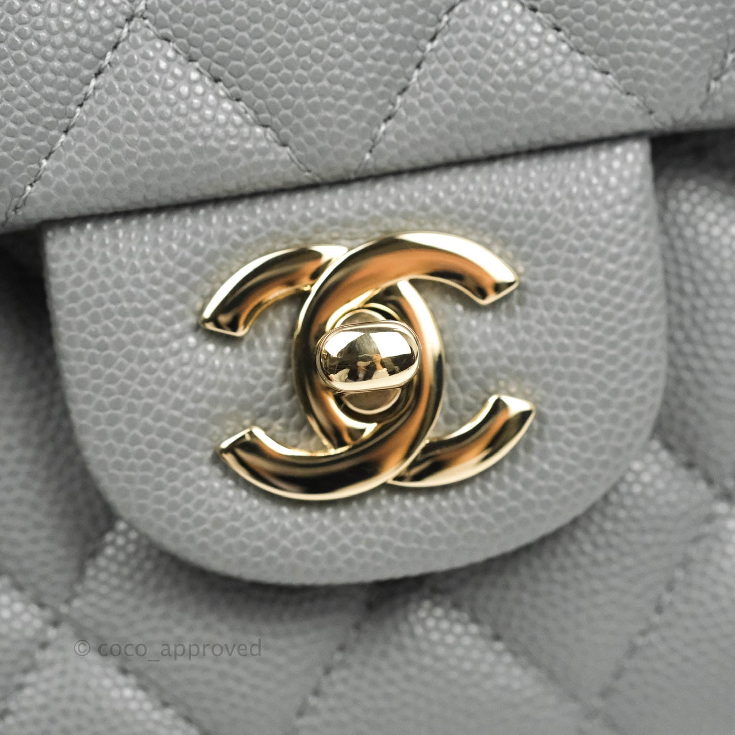 Chanel Classic M/L Medium Flap Quilted Grey Caviar Gold Hardware 20C