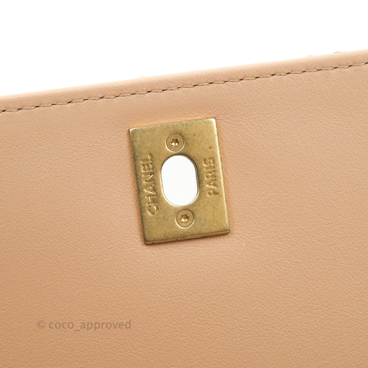 Chanel Pearl Chain Bag Pink Calfskin Aged Gold Hardware