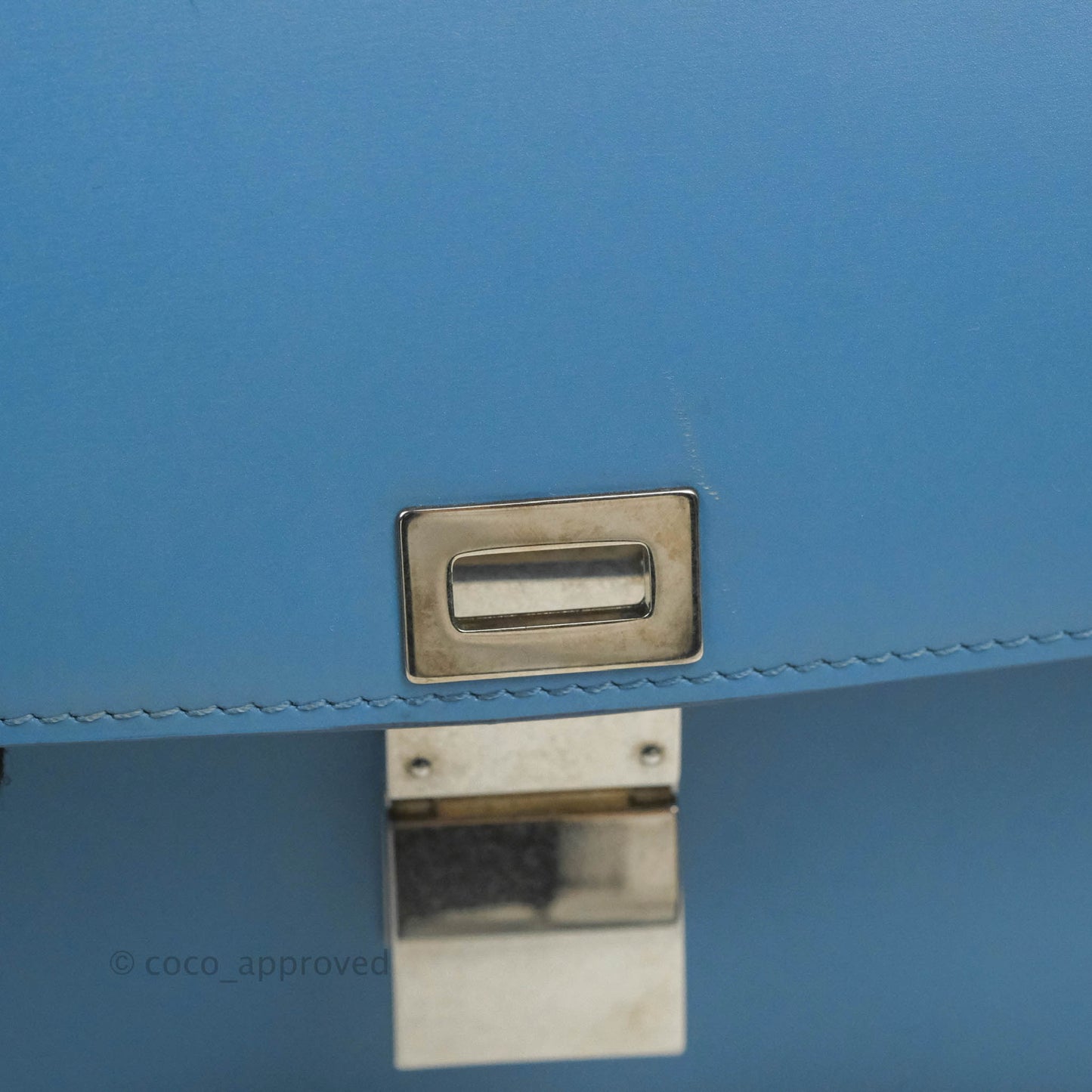Celine Medium Classic Box Flap Blue Calfskin Silver Hardware