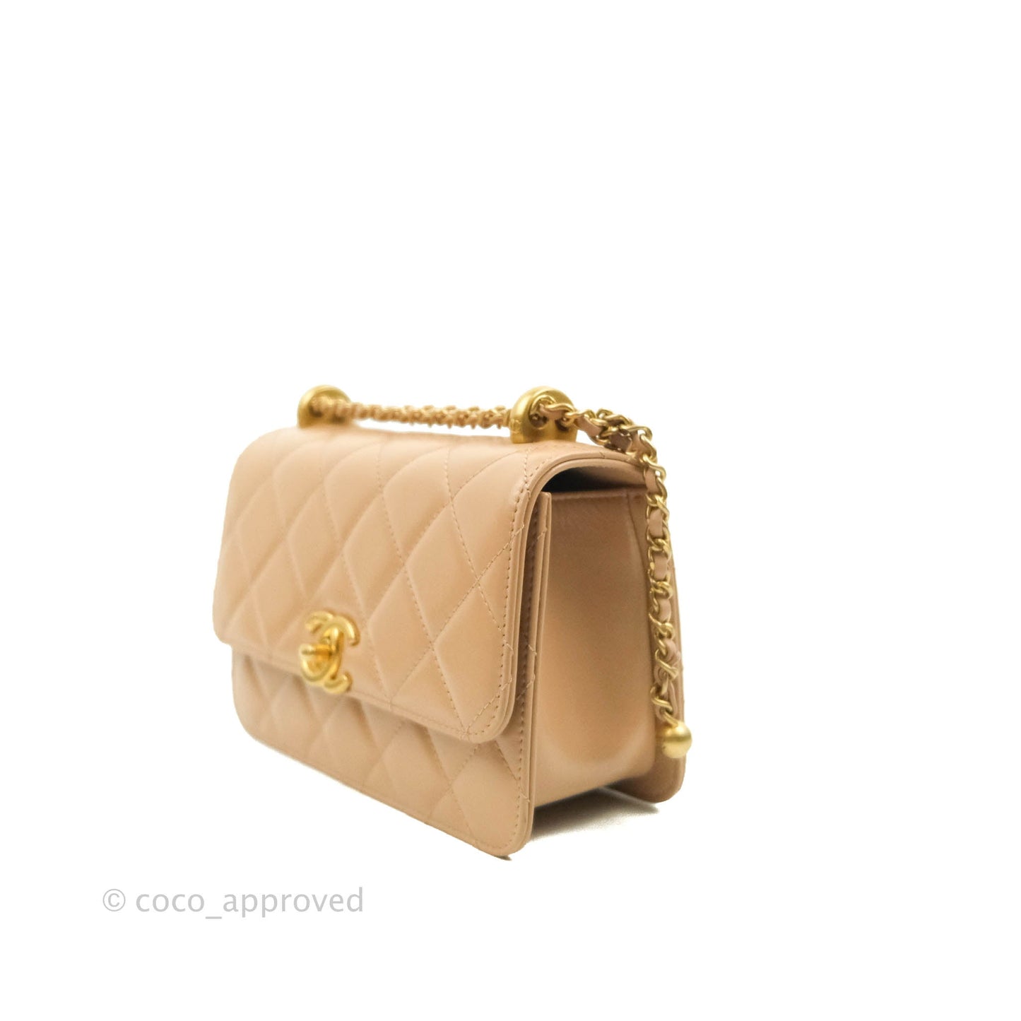 Chanel Quilted Mini Perfect Fit Adjustable Beige Calfskin Gold Hardware 21A
