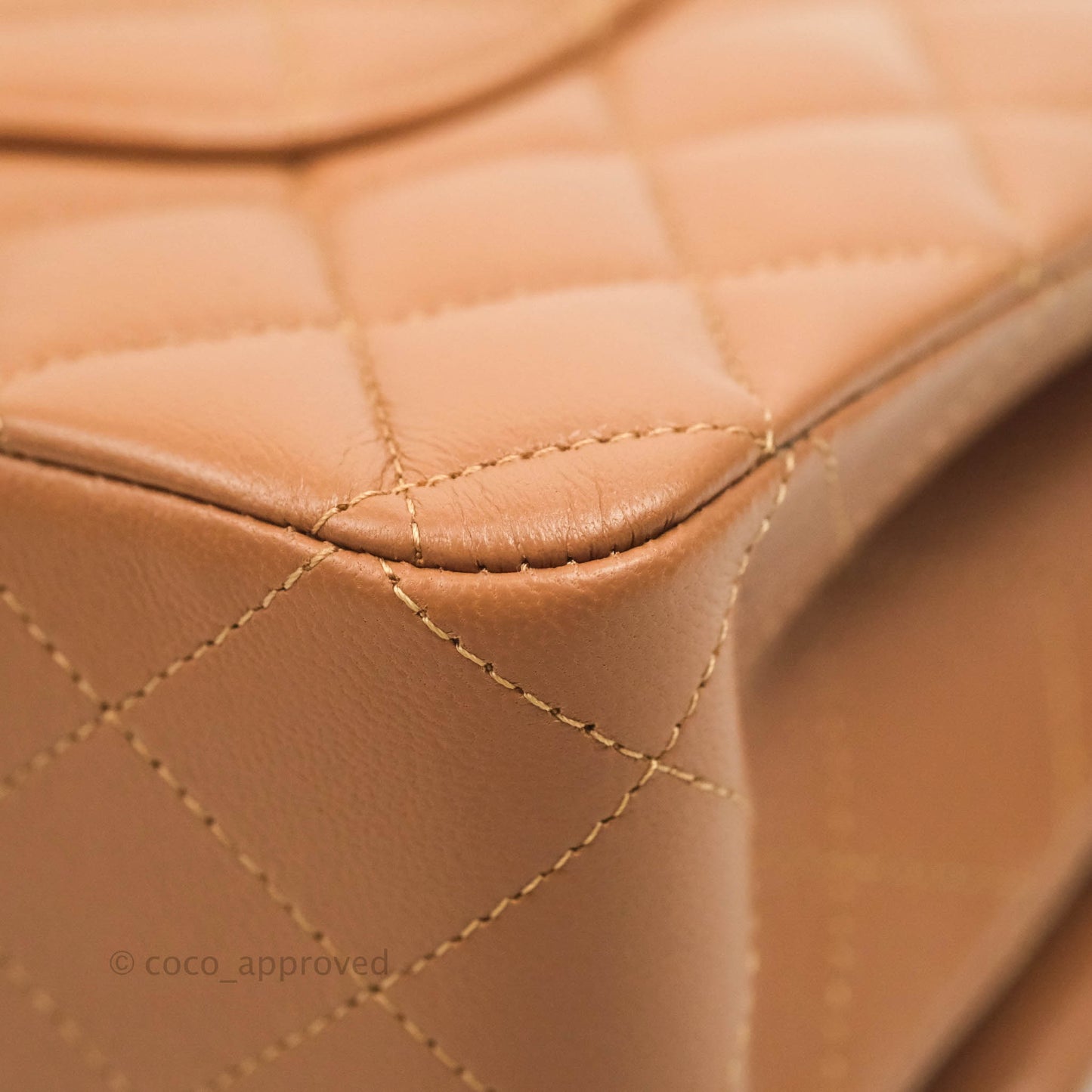 Chanel Classic M/L Medium Flap Quilted Dark Beige Caramel Lambskin Gold Hardware