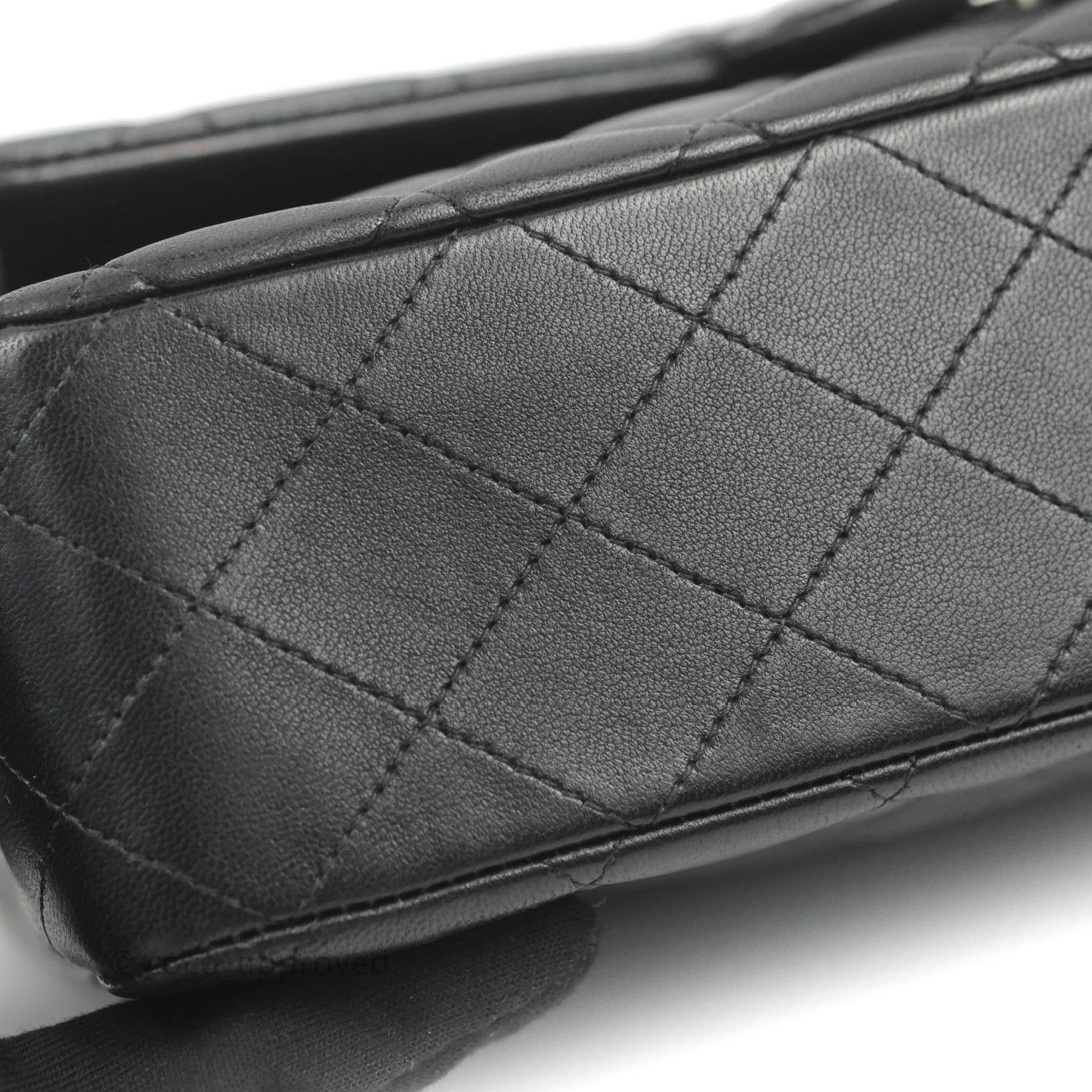 Chanel Classic M/L Medium Flap Quilted Black Lambskin Silver Hardware