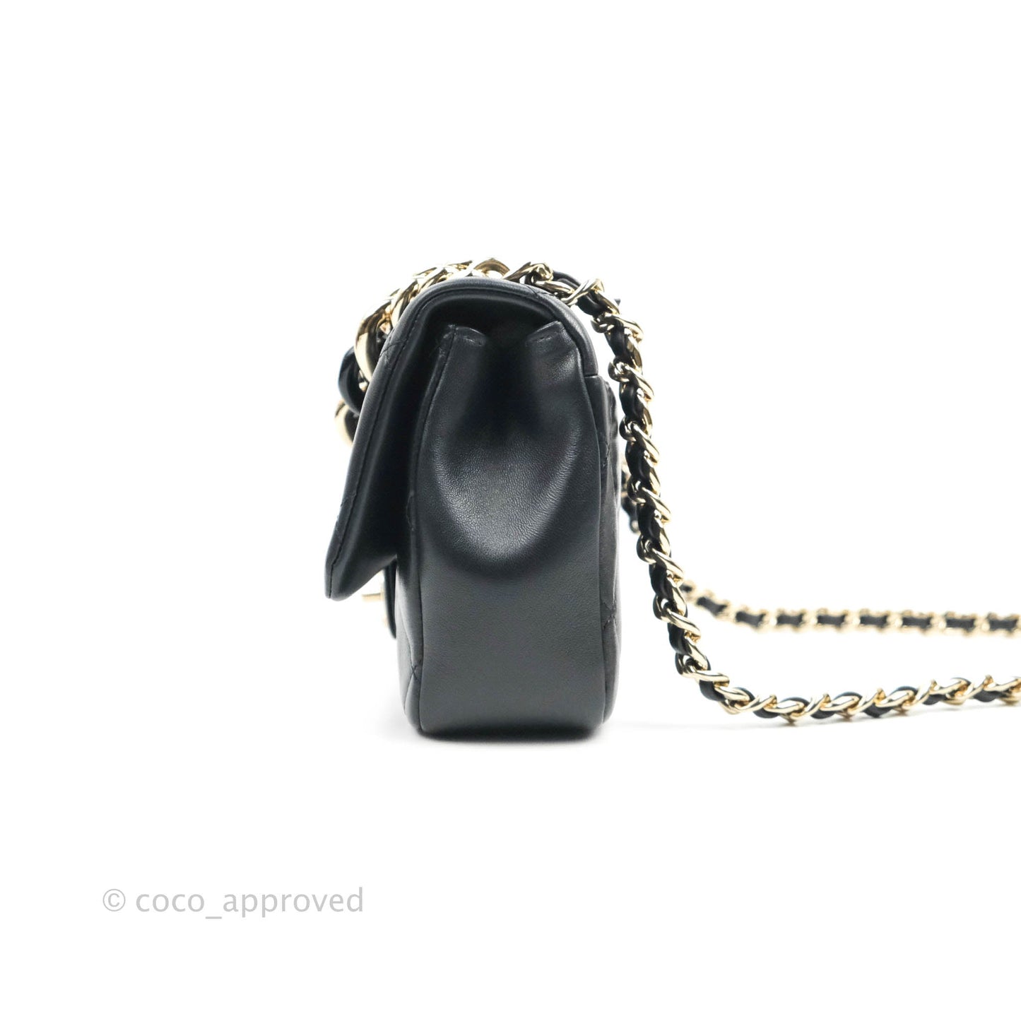 Chanel Quilted Large Resin Bi-Color Chain Flap Bag Black Lambskin Gold Hardware