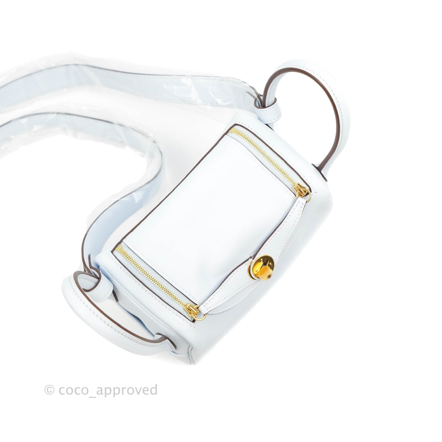 Hermès Mini Lindy 20 Blue Pale Swift Gold Hardware