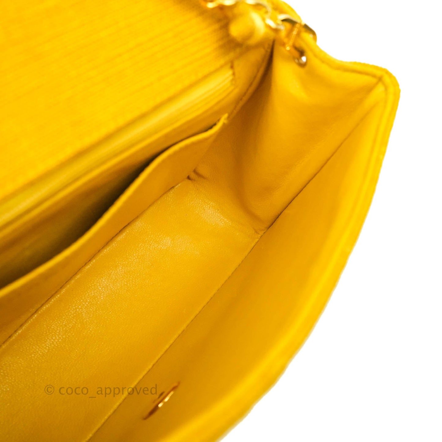 Chanel Vintage Small Classic Diana Flap Bag Yellow Linen Fabric 24K Gold Hardware