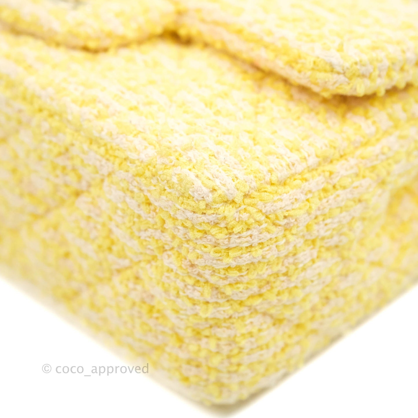 Chanel Classic Mini Rectangular Flap Yellow Tweed Gold Hardware