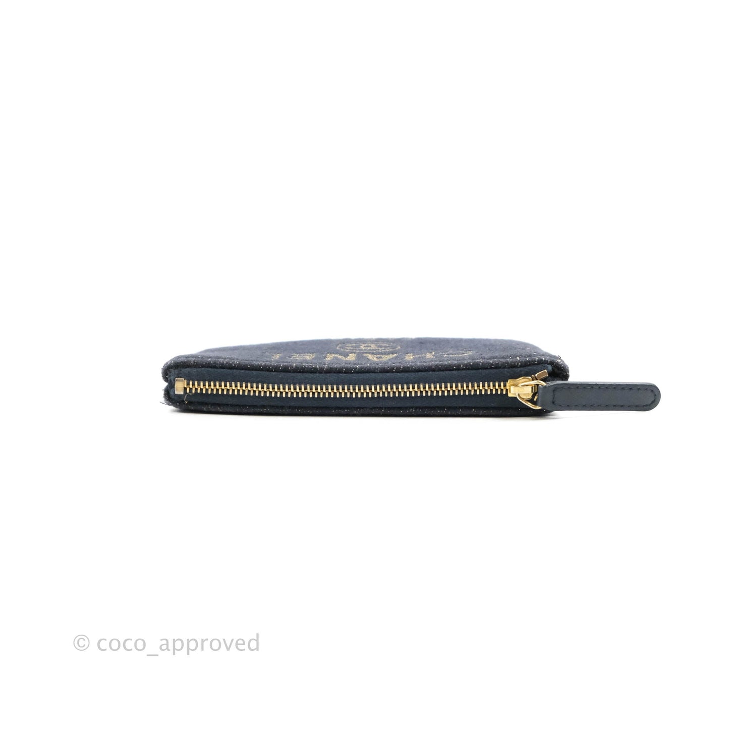 Chanel Mini Deauville O Case Navy Glitter Canvas Gold Hardware