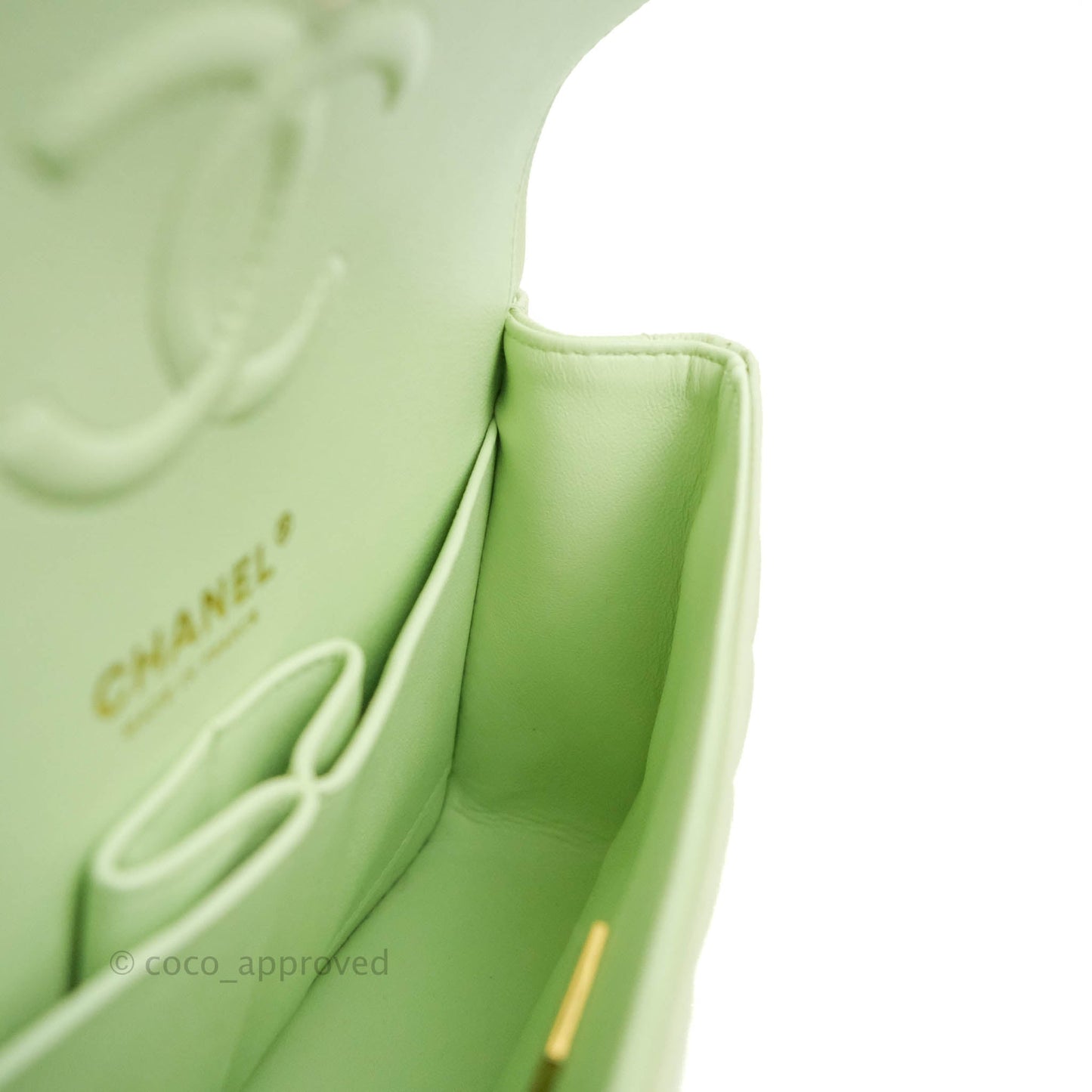 Chanel Small Quilted Classic Flap Mint Green Caviar Gold Hardware 22C