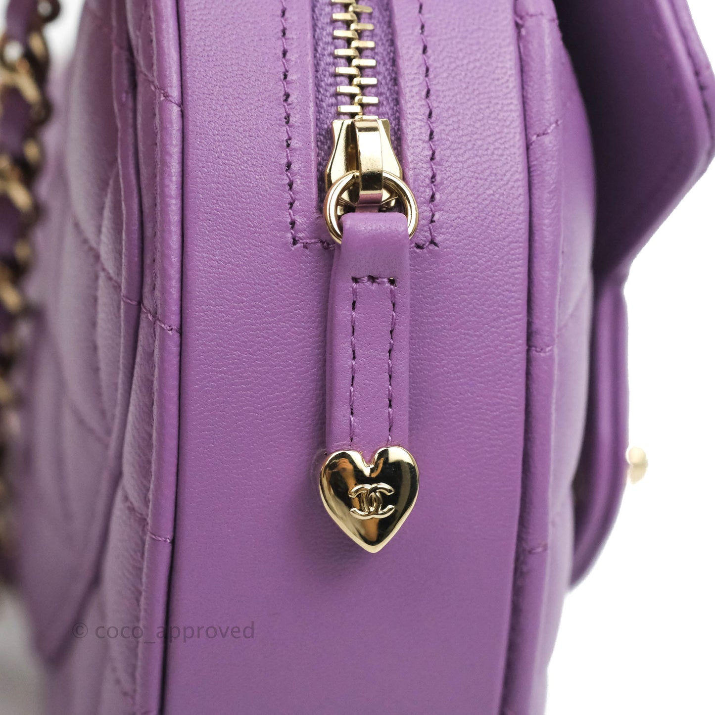 Chanel Small Heart Bag Purple Lambskin Gold Hardware 22S
