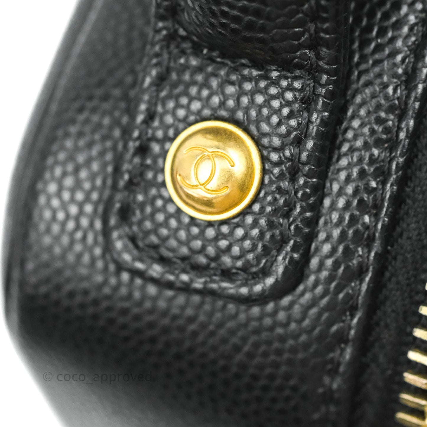 Chanel Quilted CC North South Filigree Vanity Case Black Caviar Gold Hardware