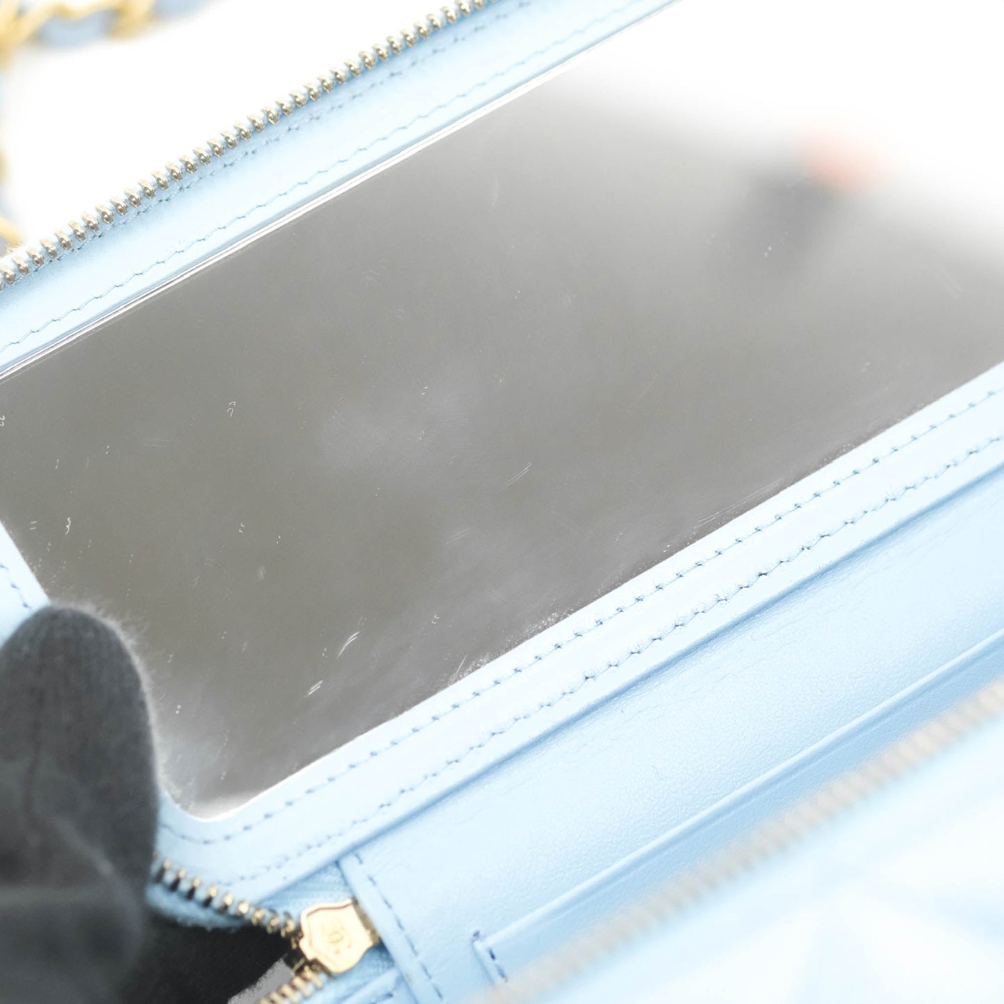 Chanel Vanity Rectangular with Top Handle Pick Me Up Blue Caviar Aged Gold Hardware 22S
