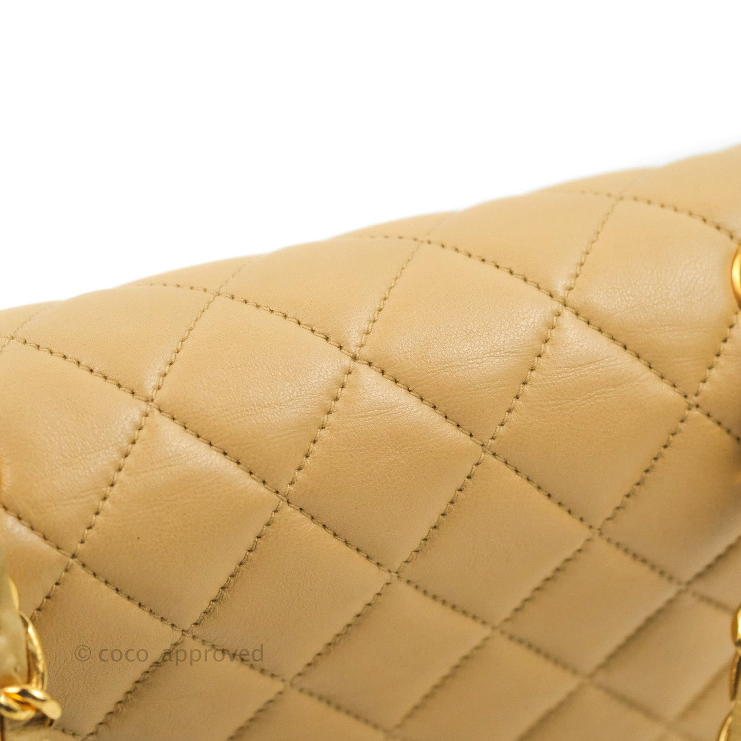 Chanel Vintage Mini Square Beige Lambskin 24K Gold Hardware