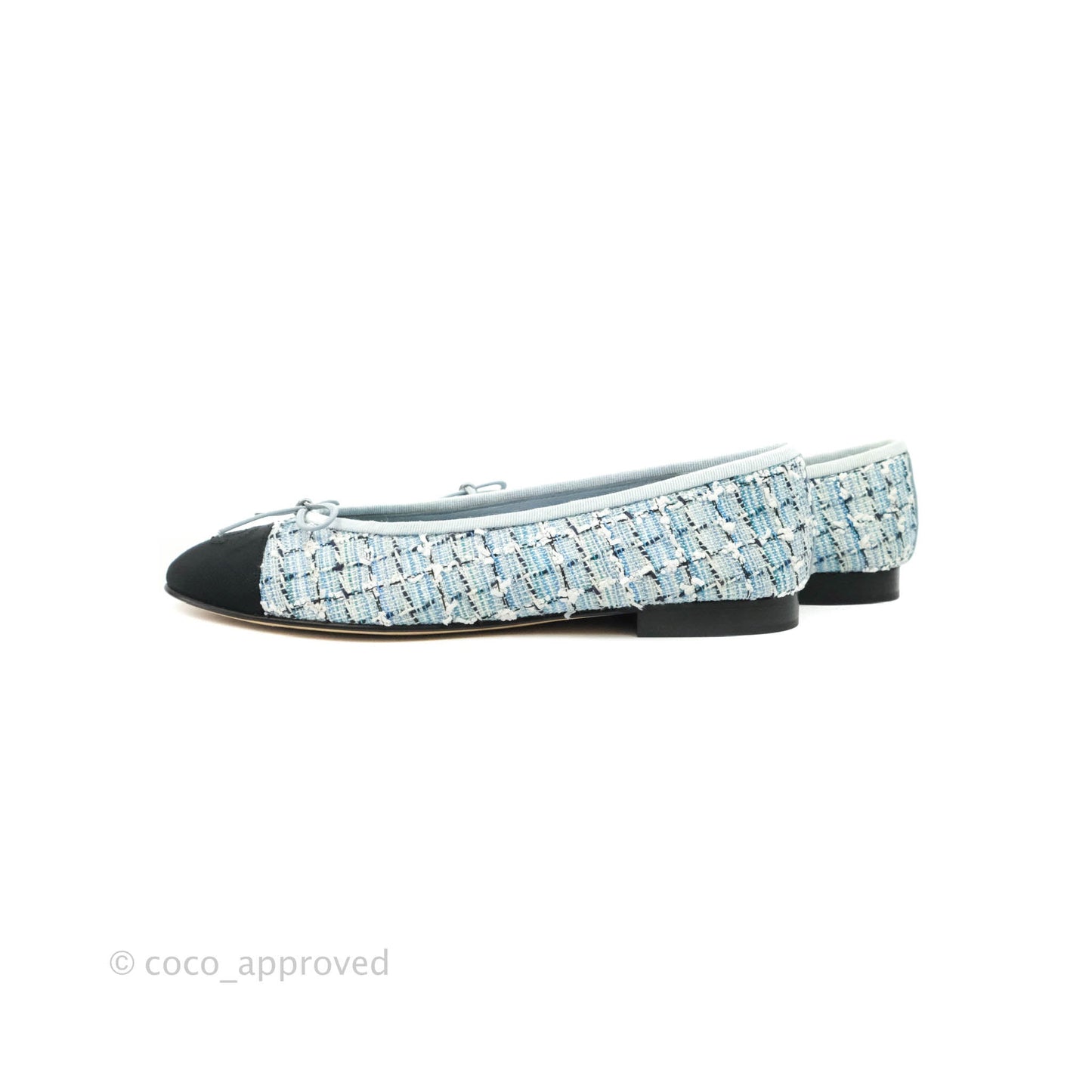 Chanel Blue Tweed Ballerina Flats Size 38.5